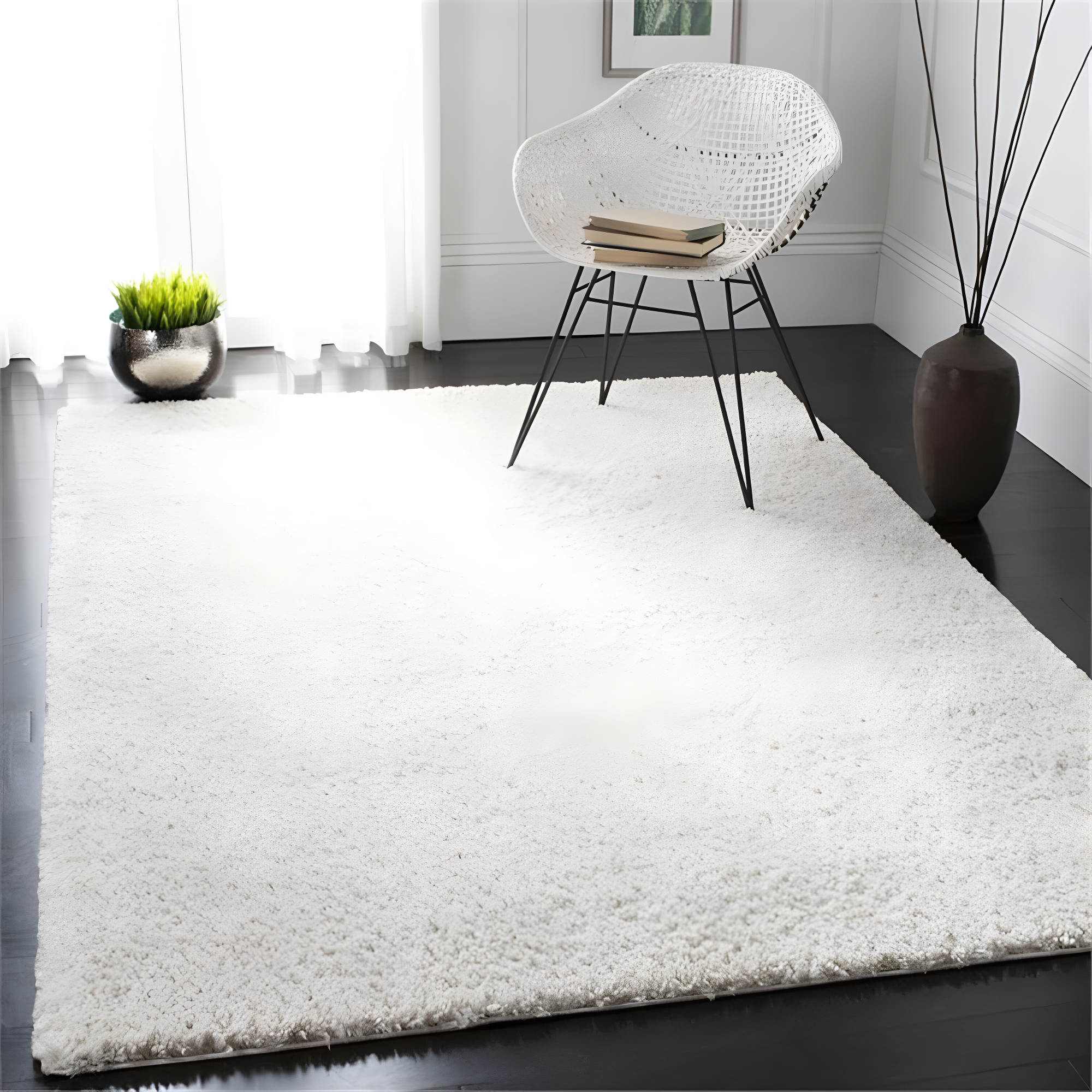 August Shag 900 AUG900 Power Loomed Indoor Area Rug - Ivory - 8'x10' - Safavieh