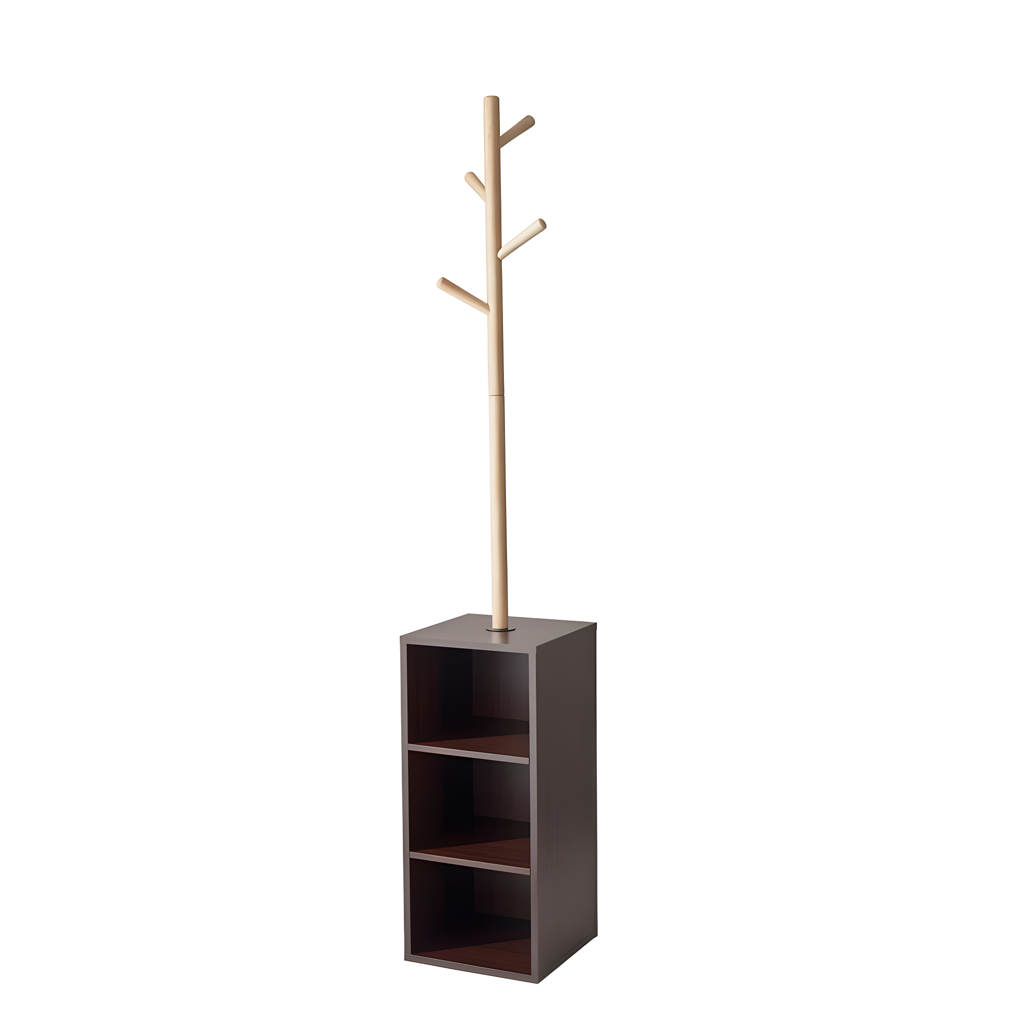 Hutch Storage Coat Rack Walnut - Adesso: Wood Frame, 4 Hooks, Spot Clean, Freestanding Design