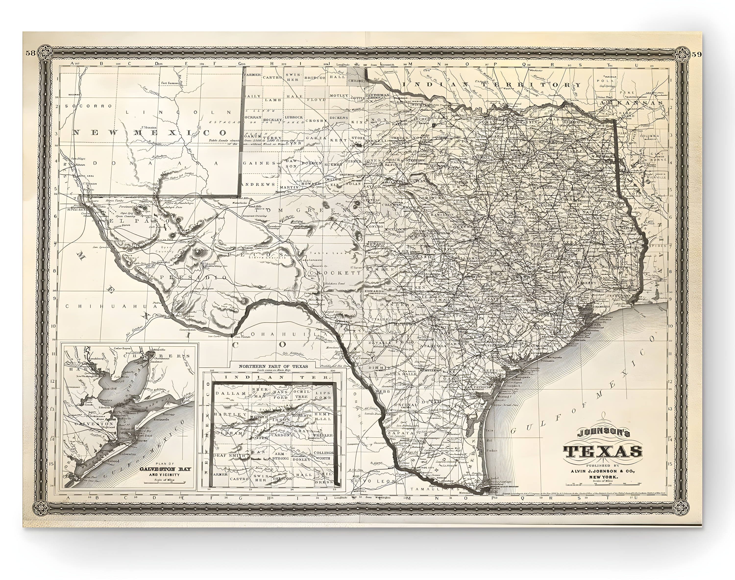 Steelside™ " Vintage Map Texas I "