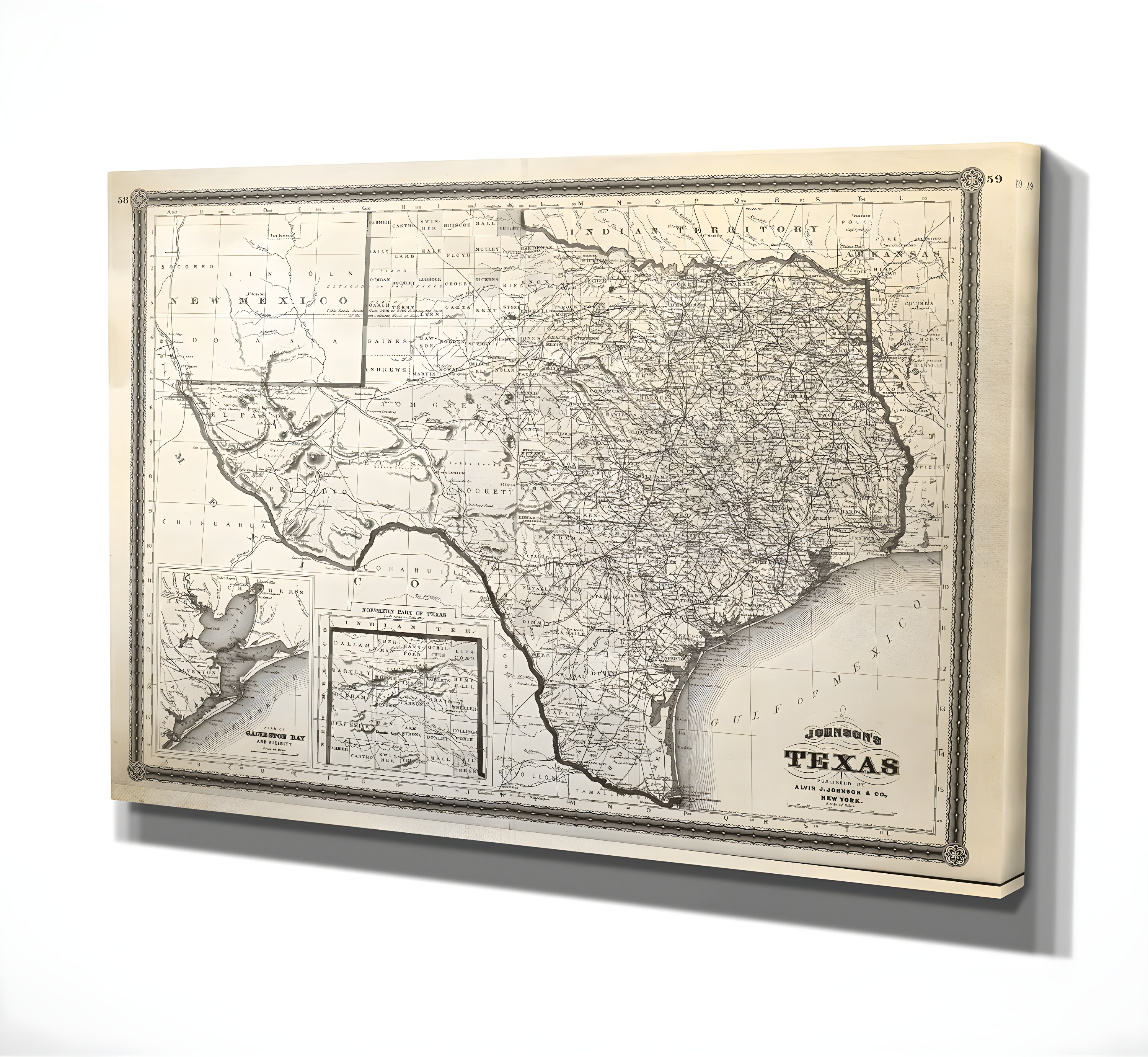Steelside™ " Vintage Map Texas I "