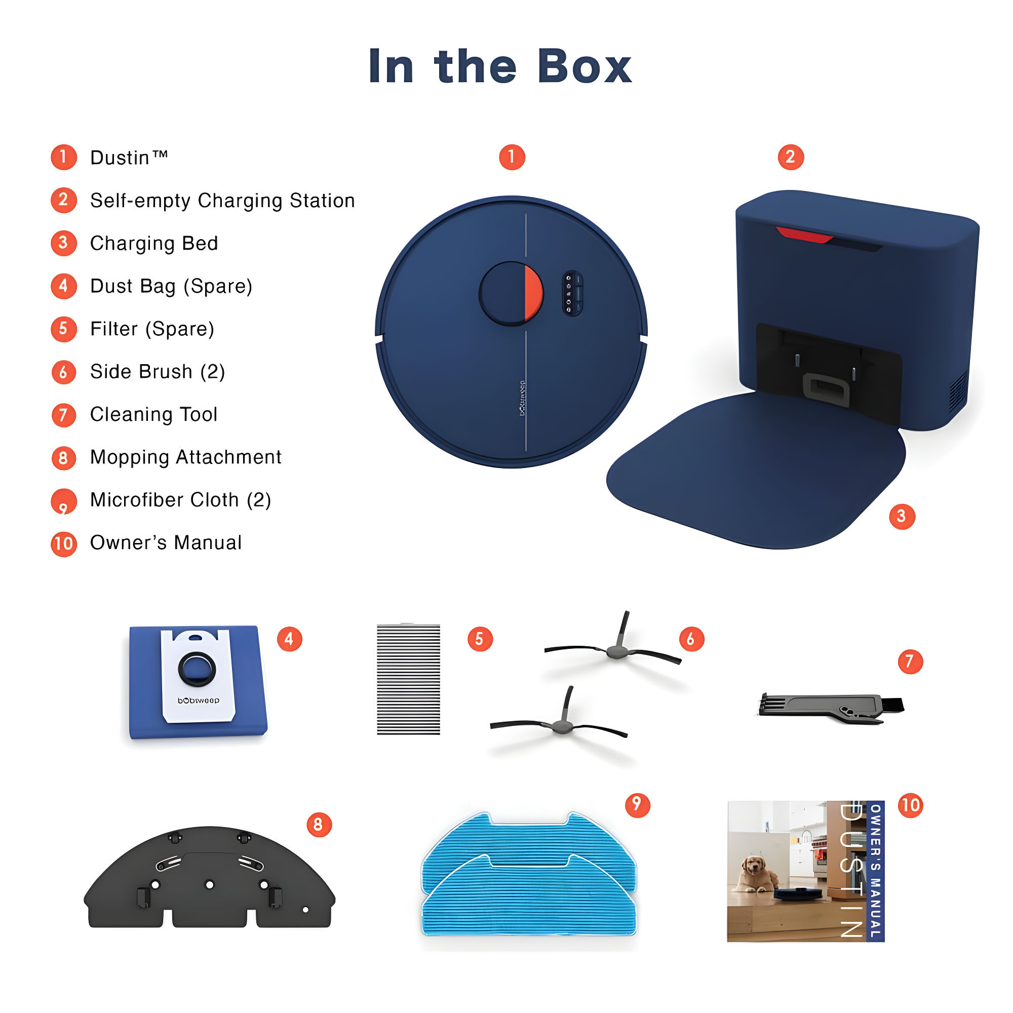 Self Empty Dustin Wi-Fi Connected Self-Emptying Robot Vacuum and Mop