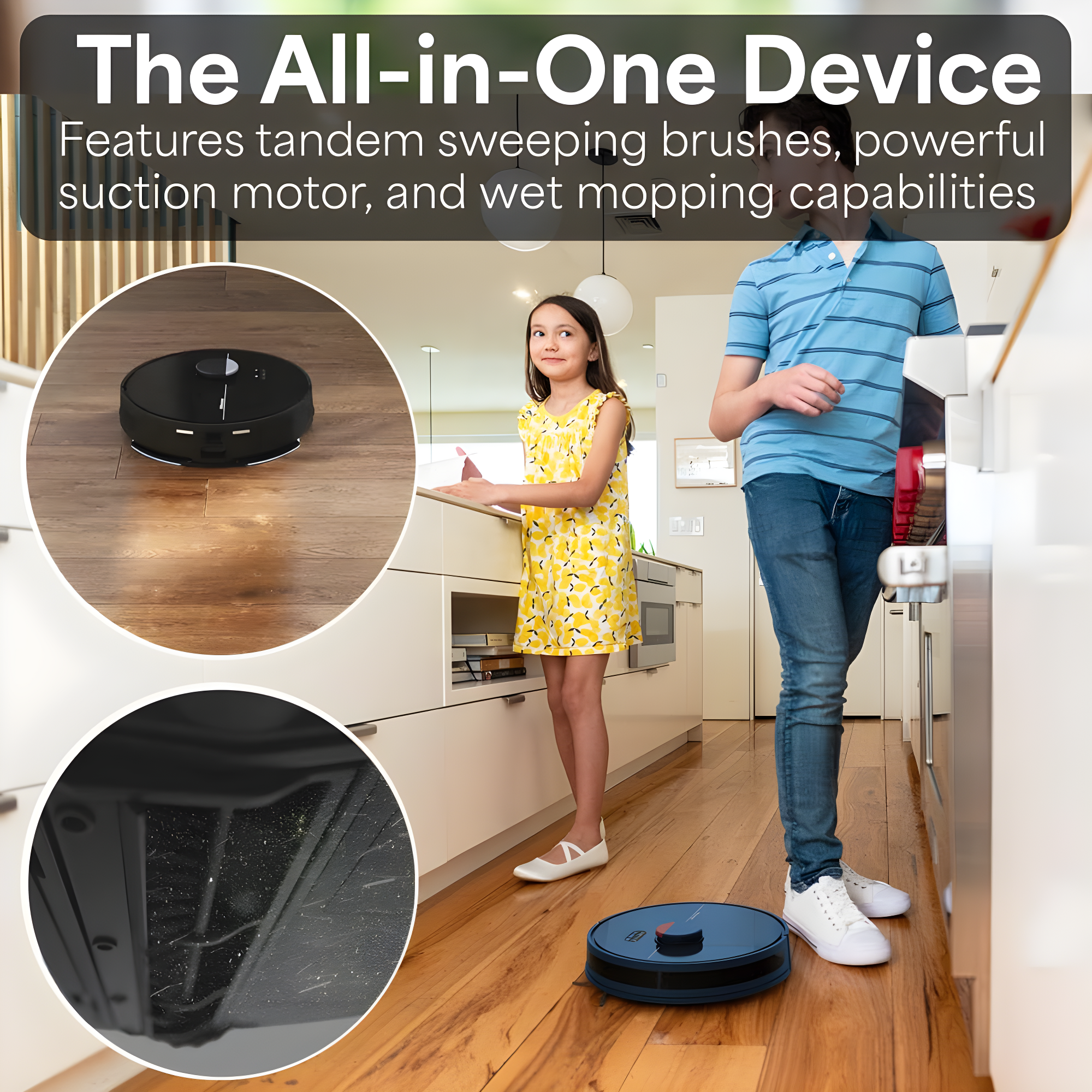 Self Empty Dustin Wi-Fi Connected Self-Emptying Robot Vacuum and Mop