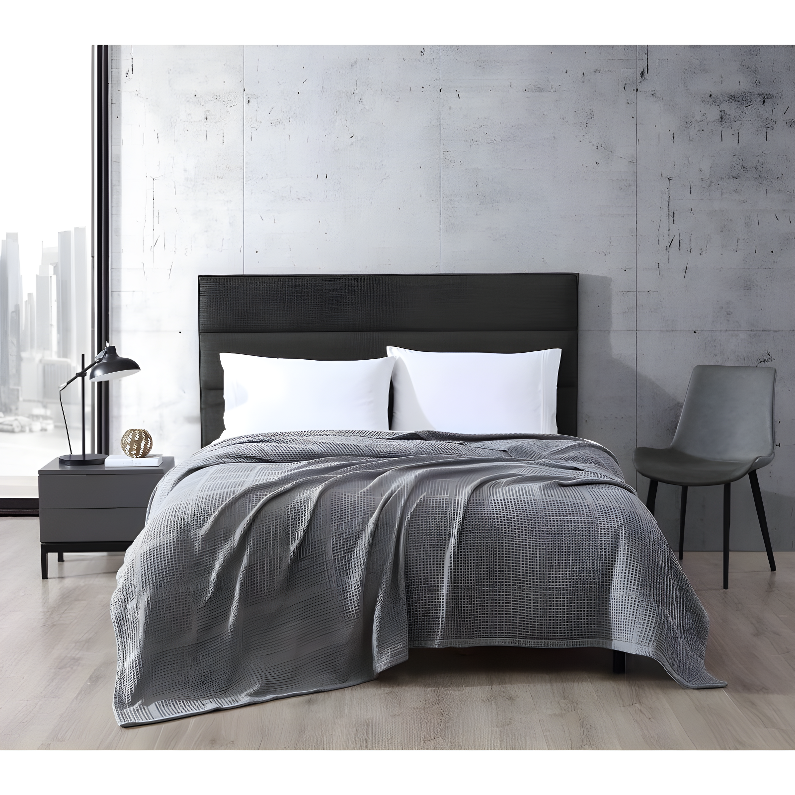 Kenneth Cole Kenneth Cole Waffle Grid Solid Cotton Blanket