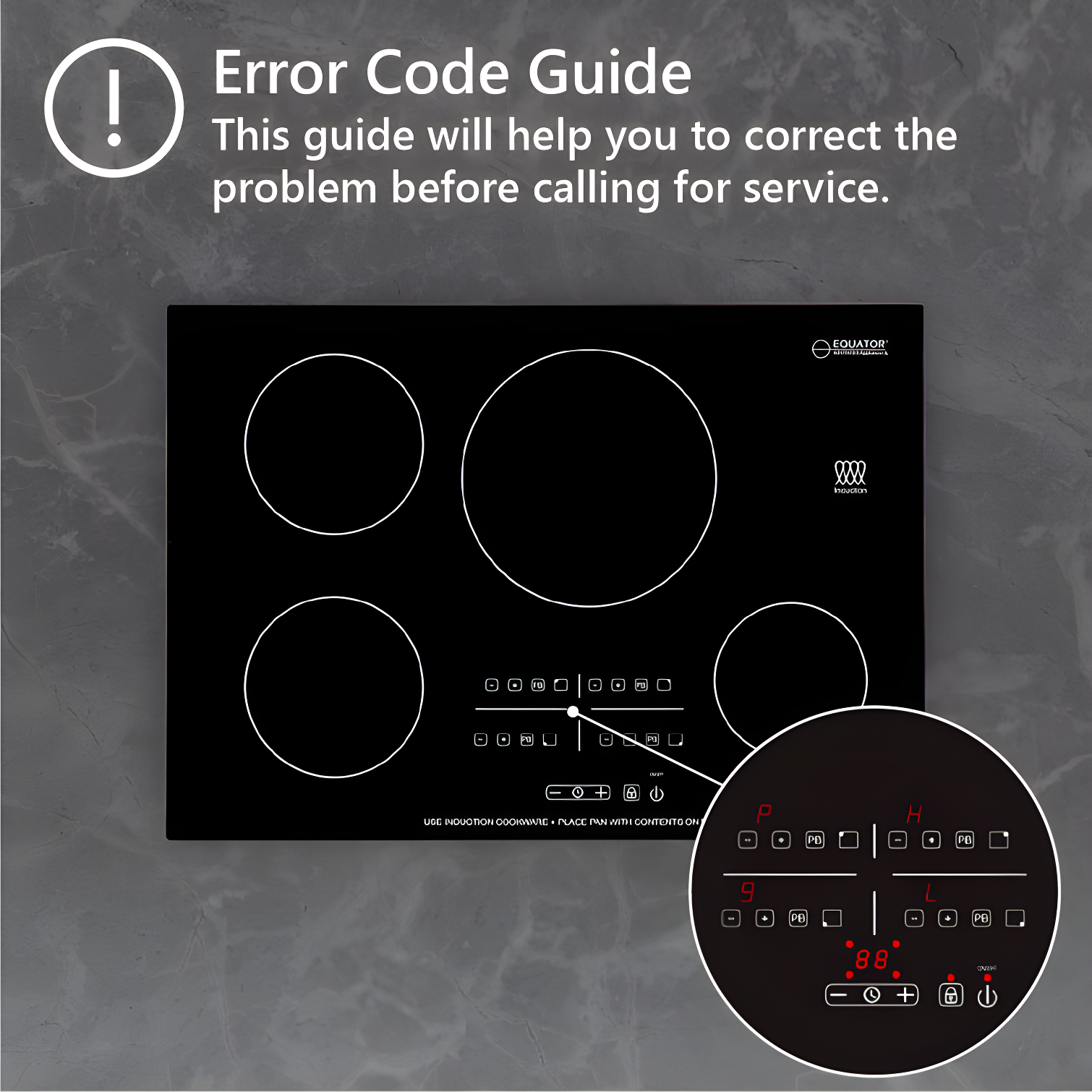 Equator Advanced Appliances Equator 30" Built-In 4 Burner Induction Cooktop POWER BOOST Keep Warm 240V/7400W BIC 304