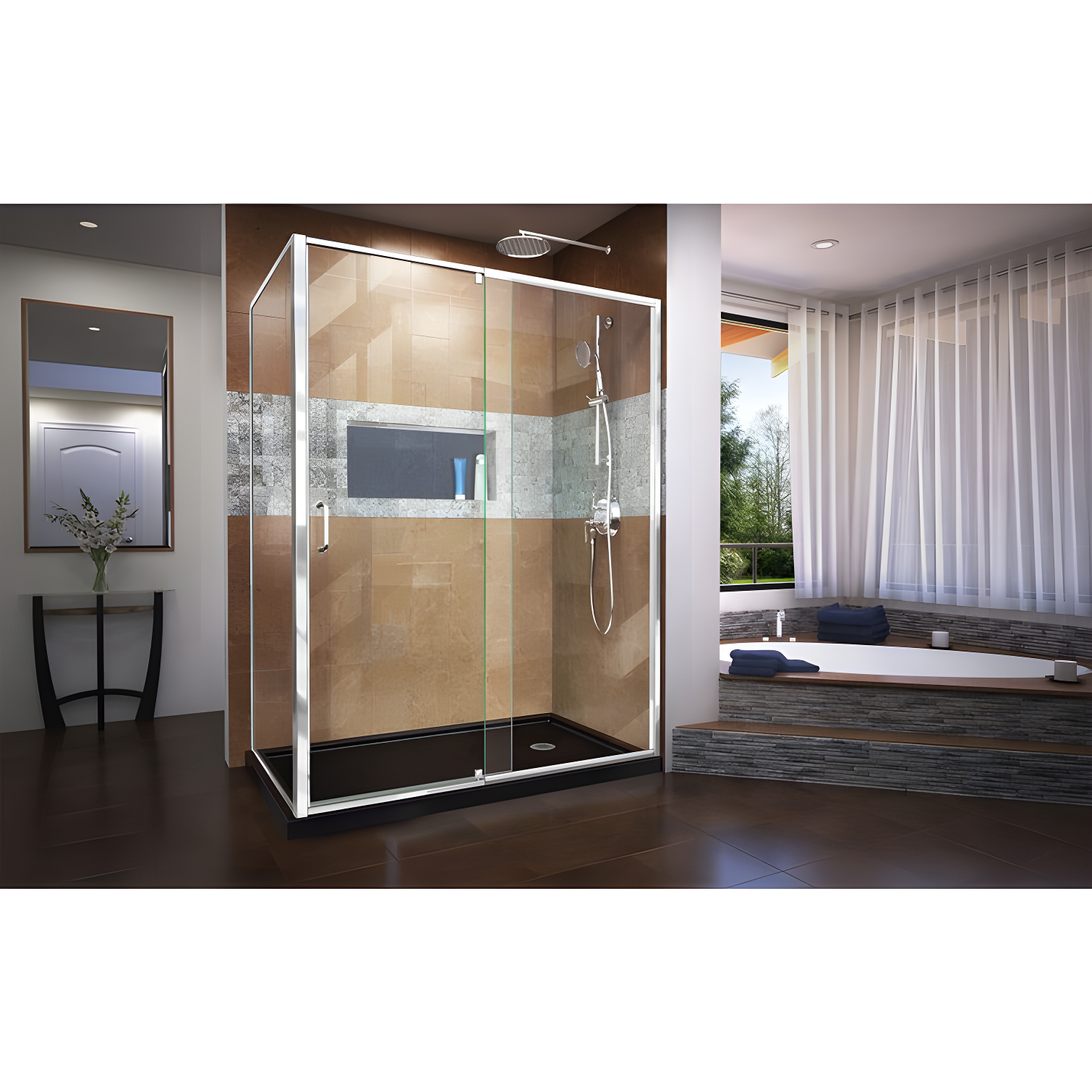 Flex 34.5" x 72" Rectangle Pivot Shower Enclosure