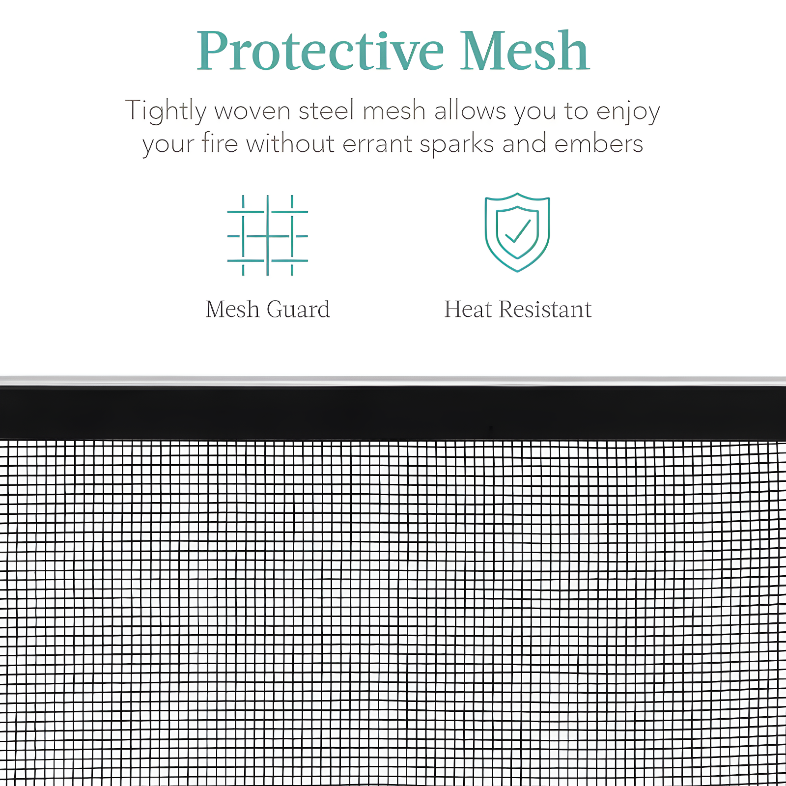 Cassiano 38x27in Single Panel Fireplace Screen Handcrafted Steel Mesh Spark Guard w/ Handles