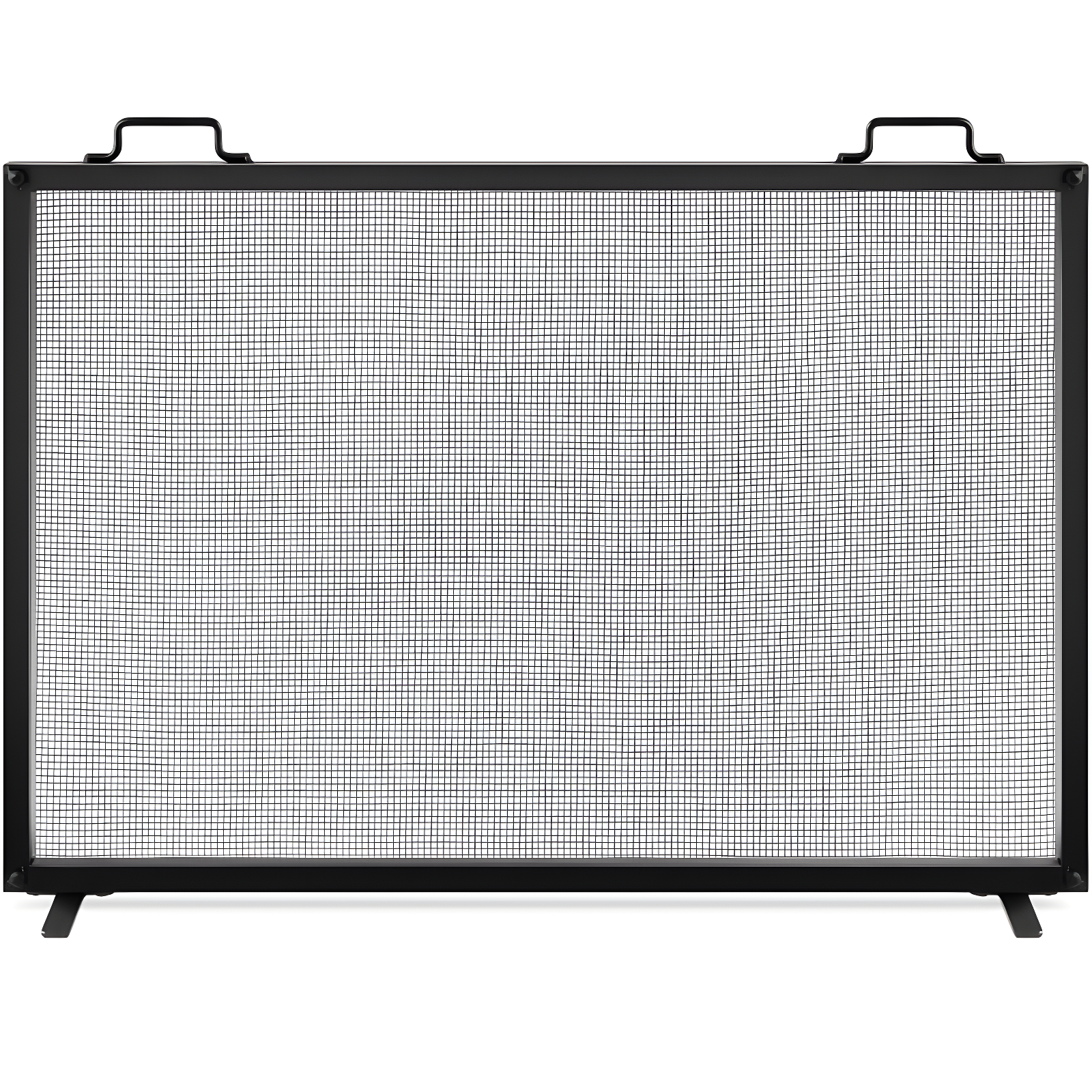 Cassiano 38x27in Single Panel Fireplace Screen Handcrafted Steel Mesh Spark Guard w/ Handles