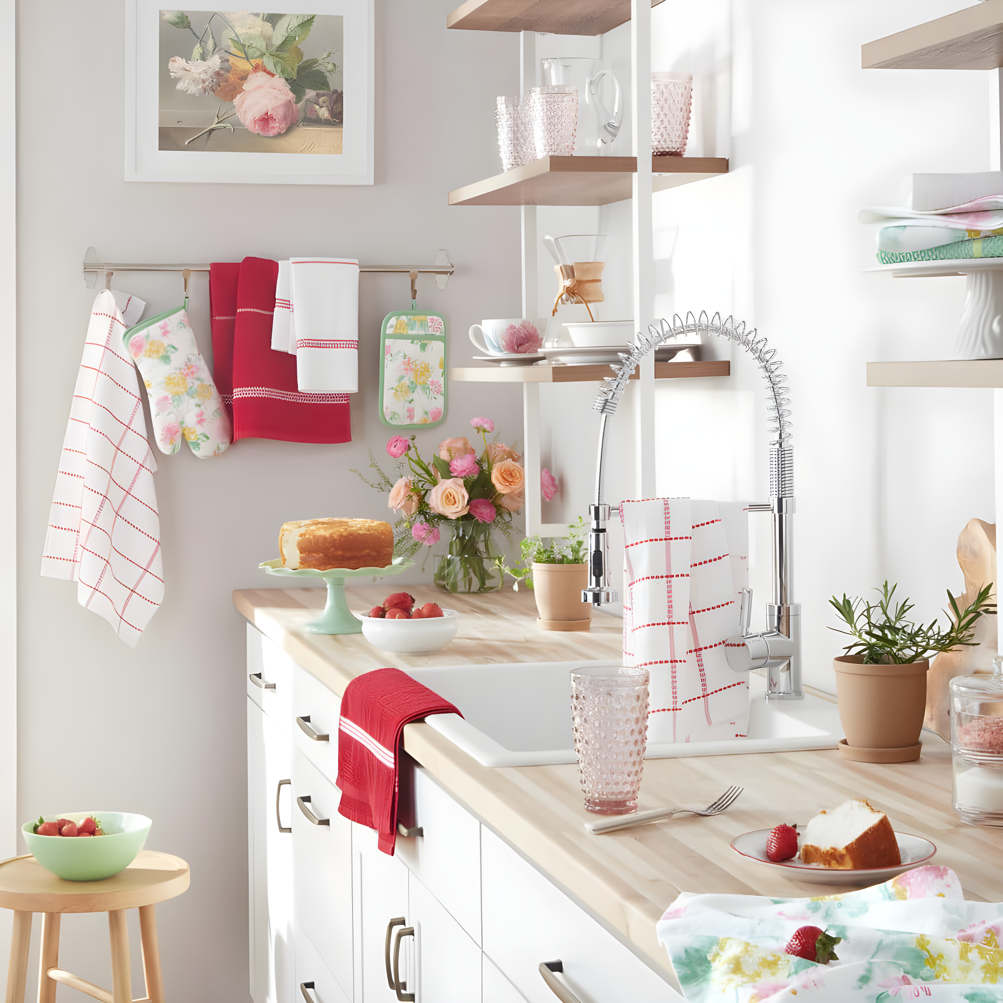 Martha Stewart Martha Stewart Modern Waffle Kitchen Towel Set 6-Pack, Linen, 16"x28" (Set of 6)