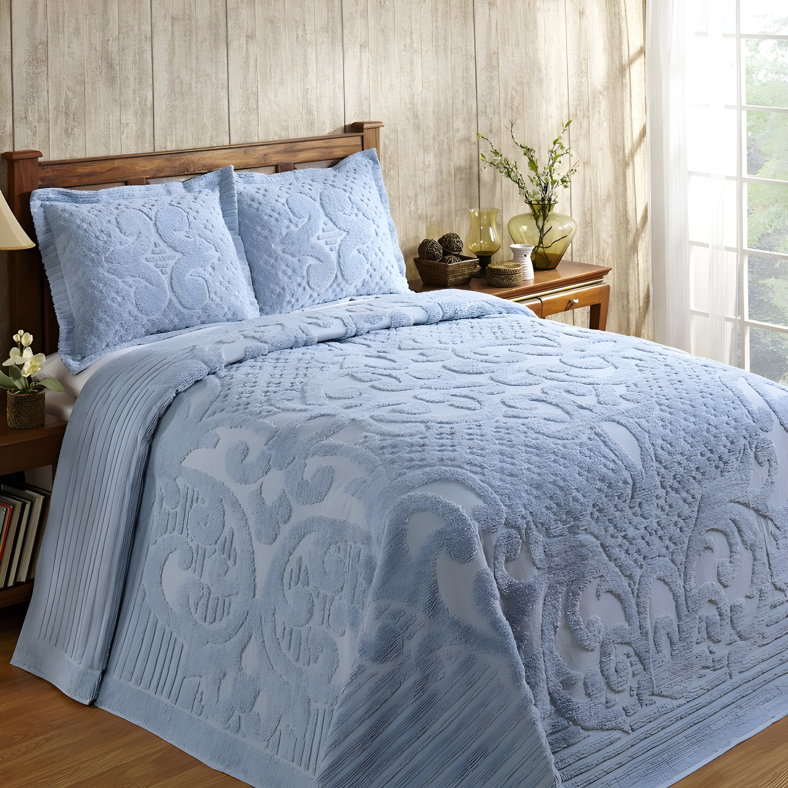 Better Trends Ashton 100% Cotton Chenille Bedspread with Medallion Pattern,  Soft & Breathable Coverlet, Luxurious Bedding for All Seasons, Machine Washable