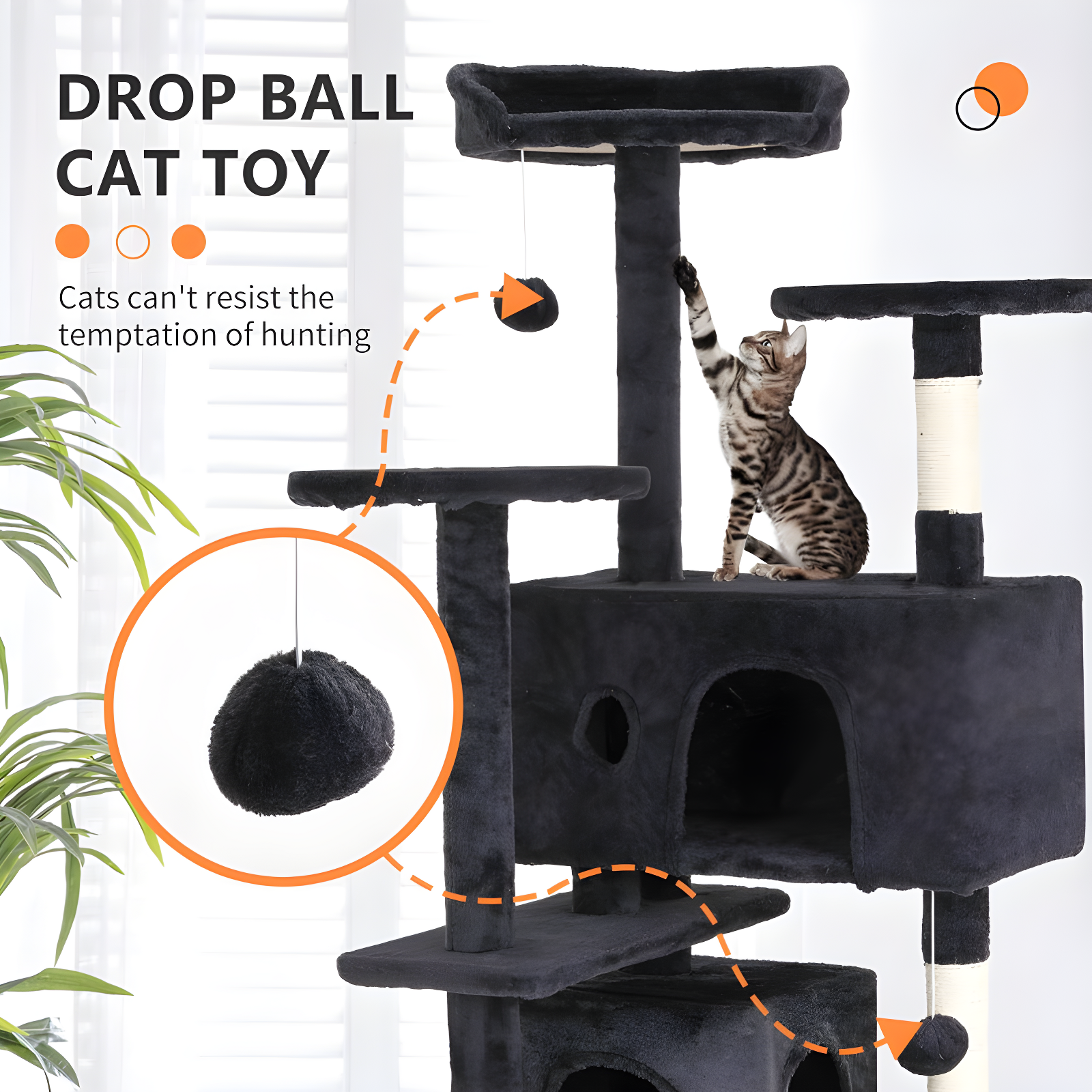Multi-Level Cat Tree Tower Furniture Activity Center With Scratching Posts, Toys And Condo For Indoor Kittens