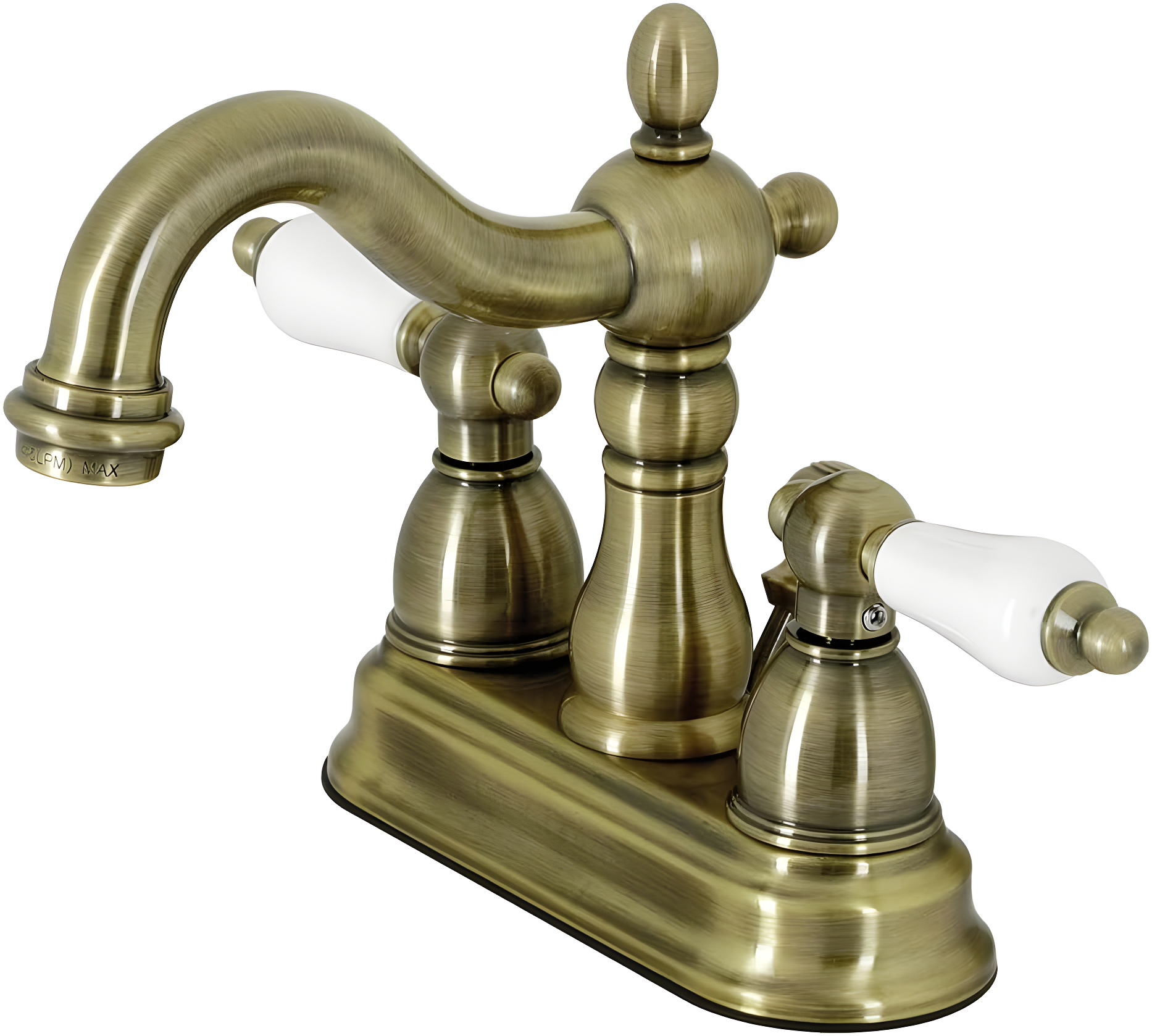 Kingston Brass Heritage Two-Handle 3-Hole Deck Mount 4" Centerset Bathroom Faucet with Plastic Pop-Up