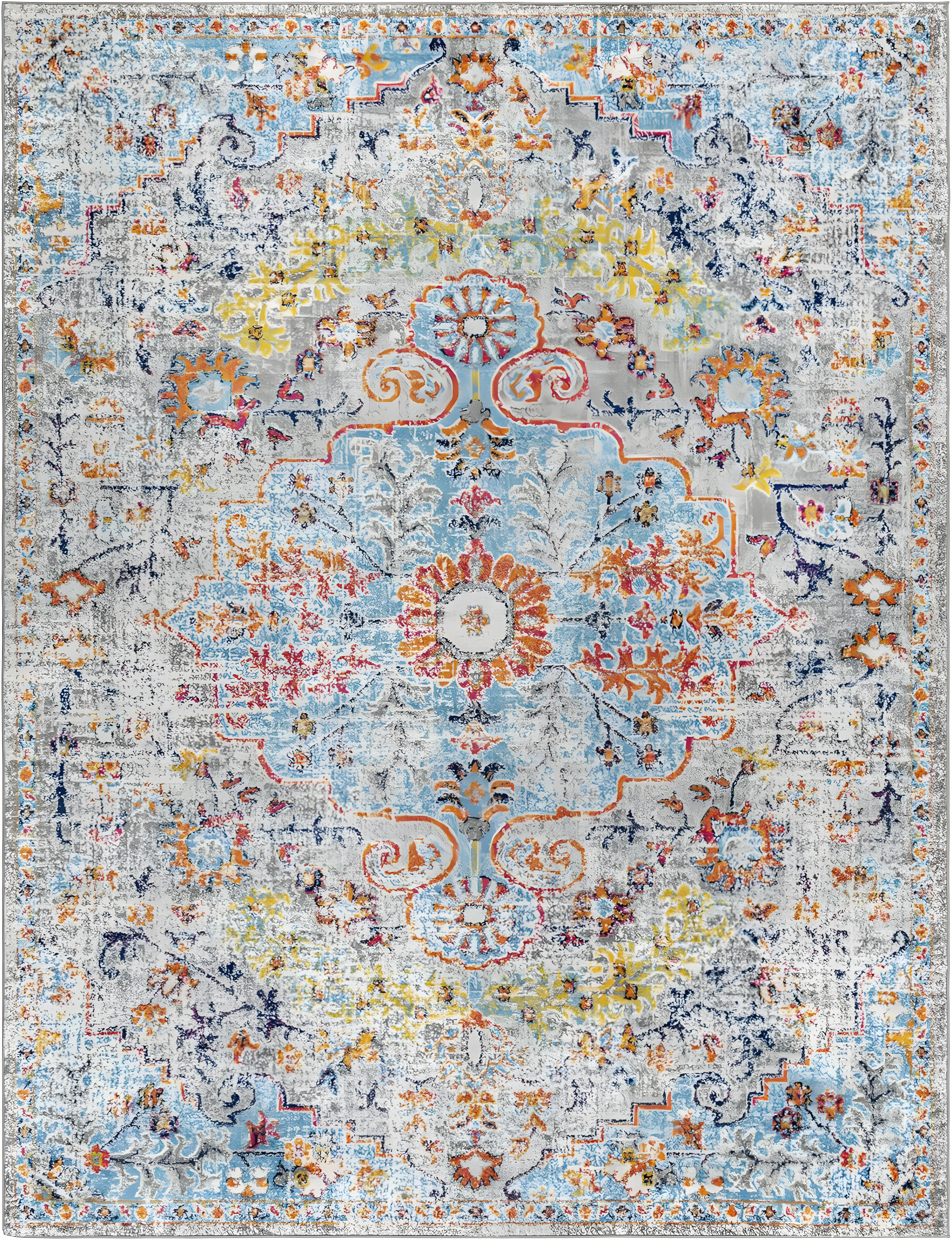 Livabliss Harput Vintage Medallion Area Rug,7'10" x 10'2",Aqua