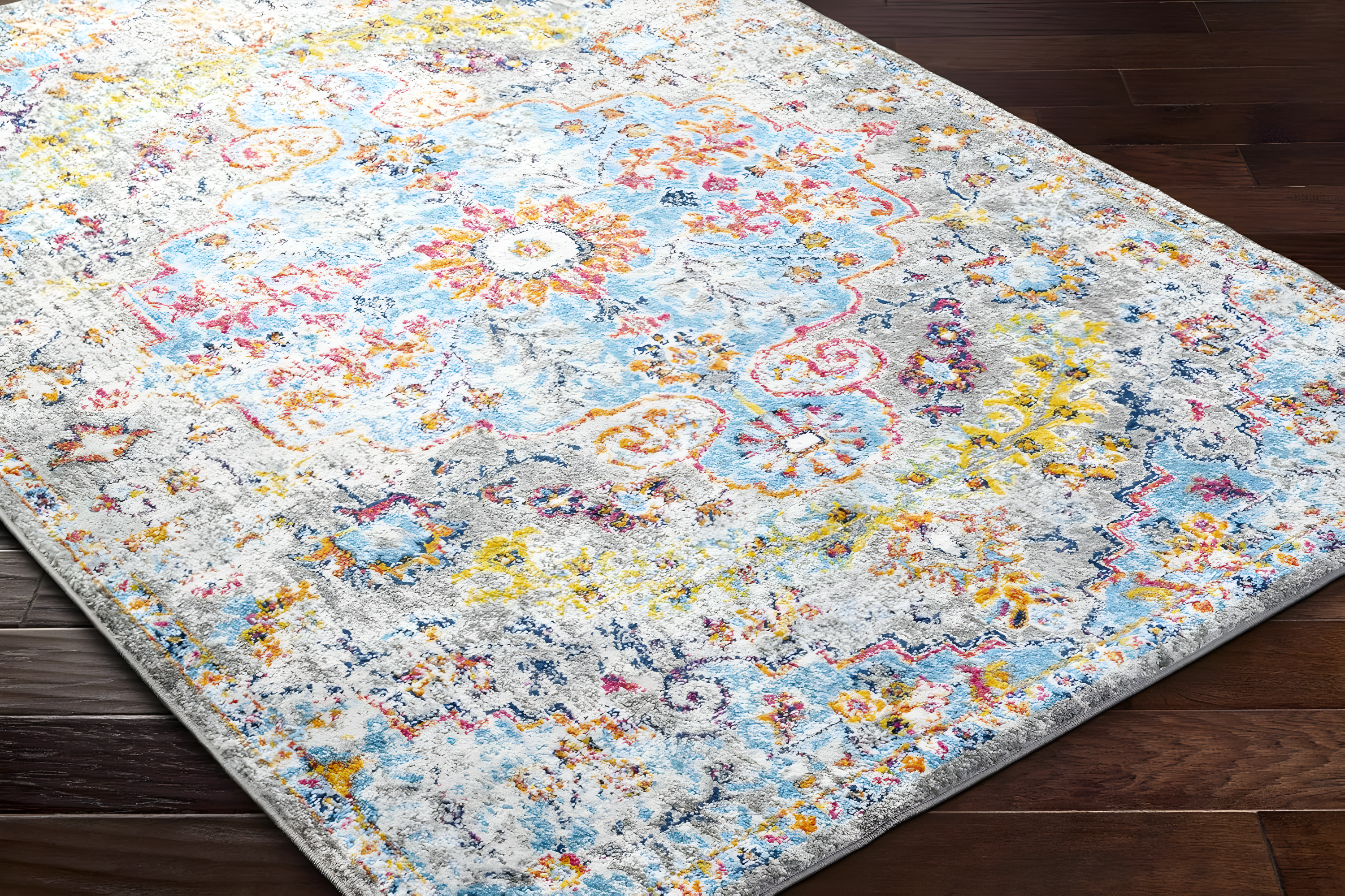 Livabliss Harput Vintage Medallion Area Rug,7'10" x 10'2",Aqua