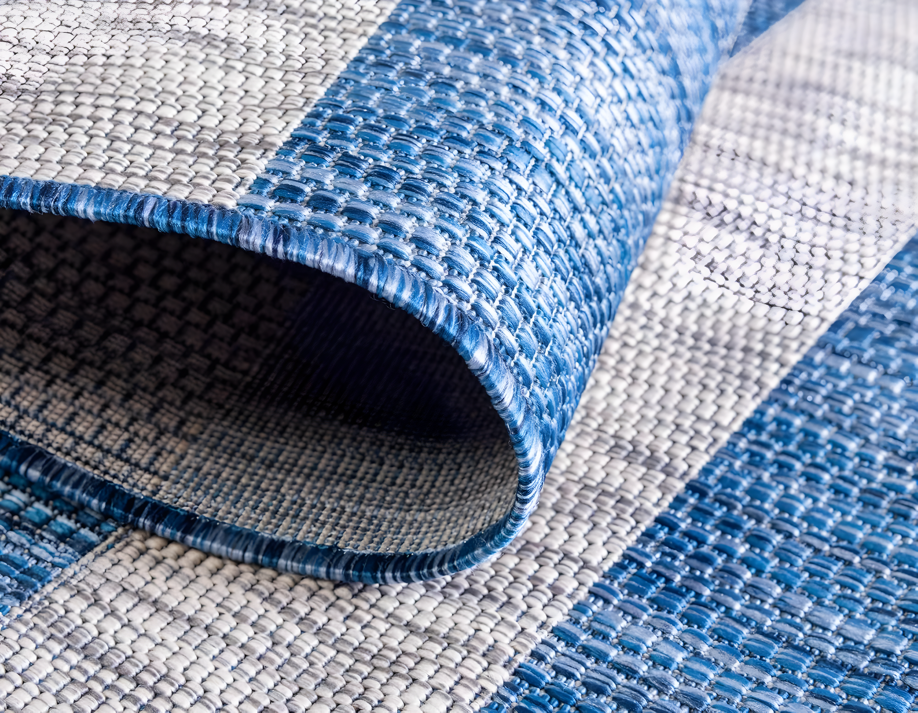 Unique Loom 6' 1 x 9' 0 Rectangle Indoor/Outdoor Striped Blue Area Rug