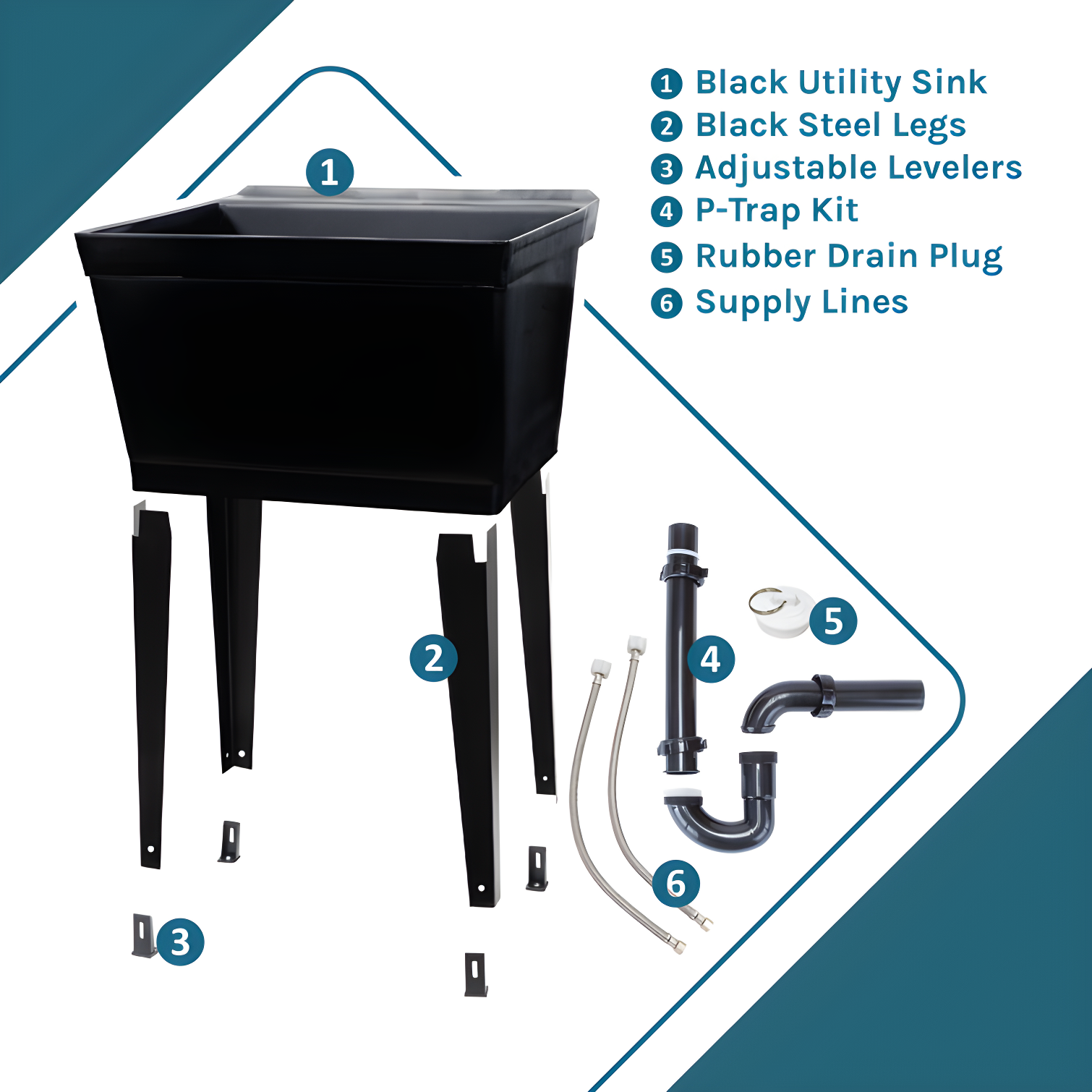 23.5'' L x 23.5'' W Free Standing Laundry Sink