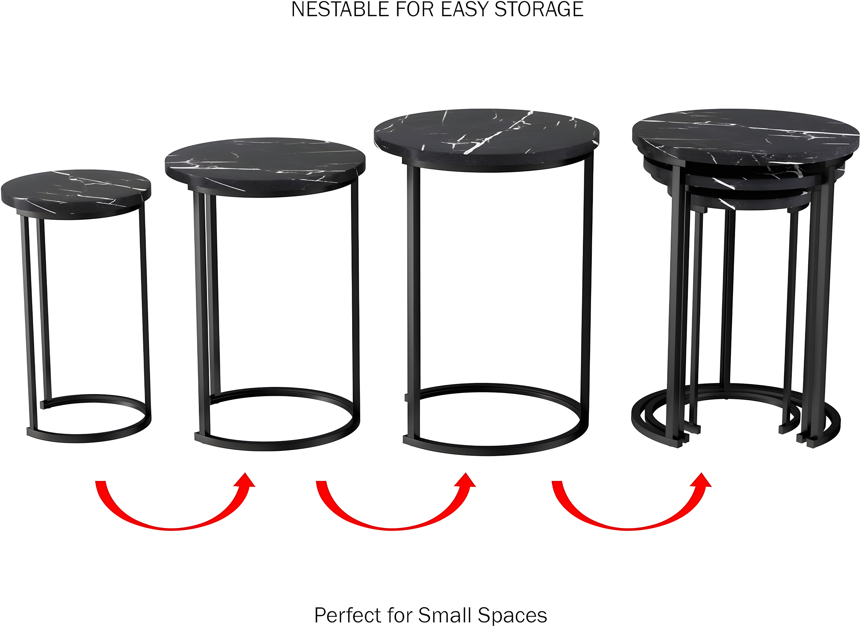 Lavish Home Set of 3 Nesting Tables - Round Side Tables for Living Room