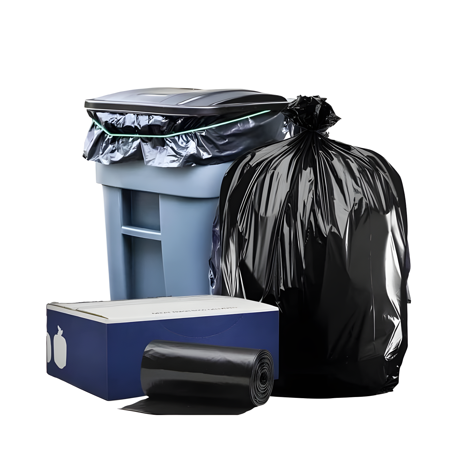 Plasticplace 64-65 Gallon Trash Can Liners for Toter, 1.2 Mil, Black, 50'' x 60'' (25 Count)