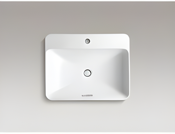 Vox® Vitreous China Rectangular Vessel Bathroom Sink with Overflow
