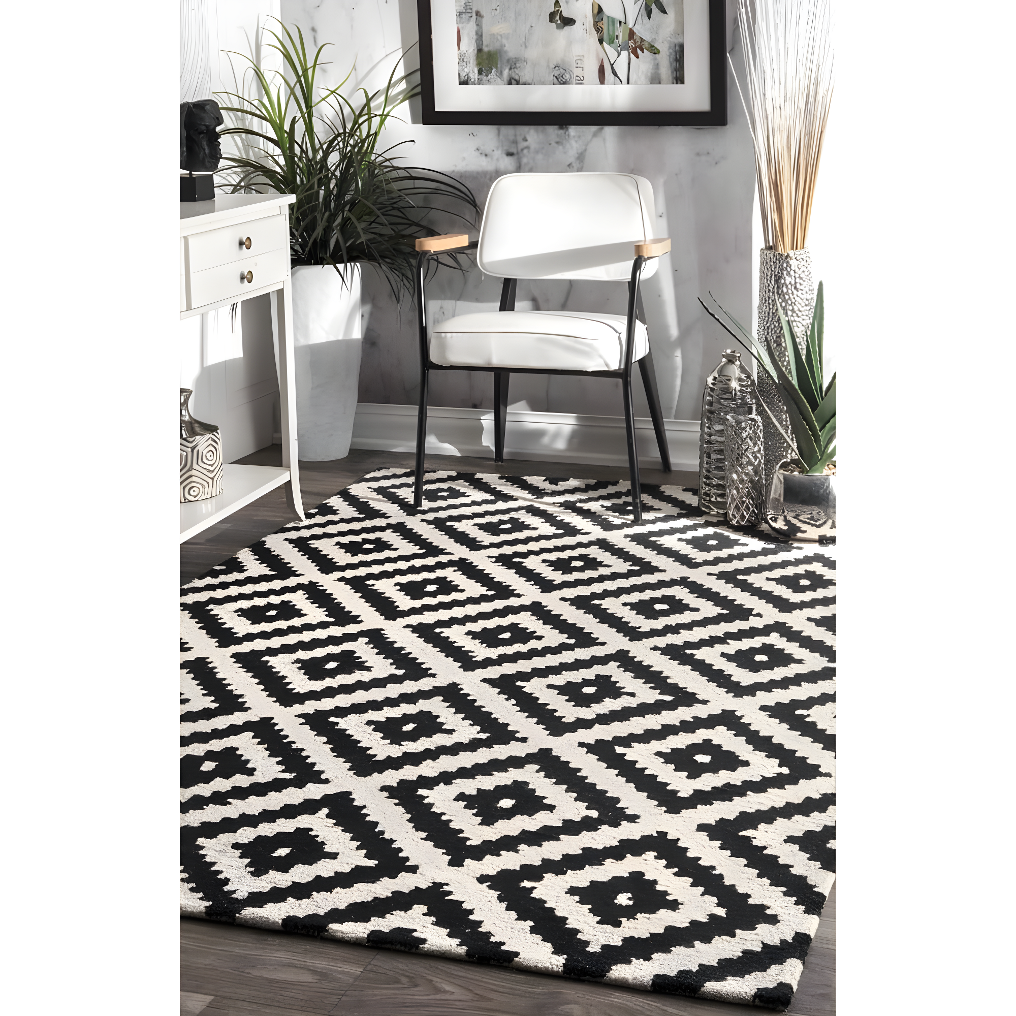 Nuloom Kellee Geometric 6 Square Wool Indoor Area Rug for Living Room Bedroom Dining Room Kitchen, Beige/Brown