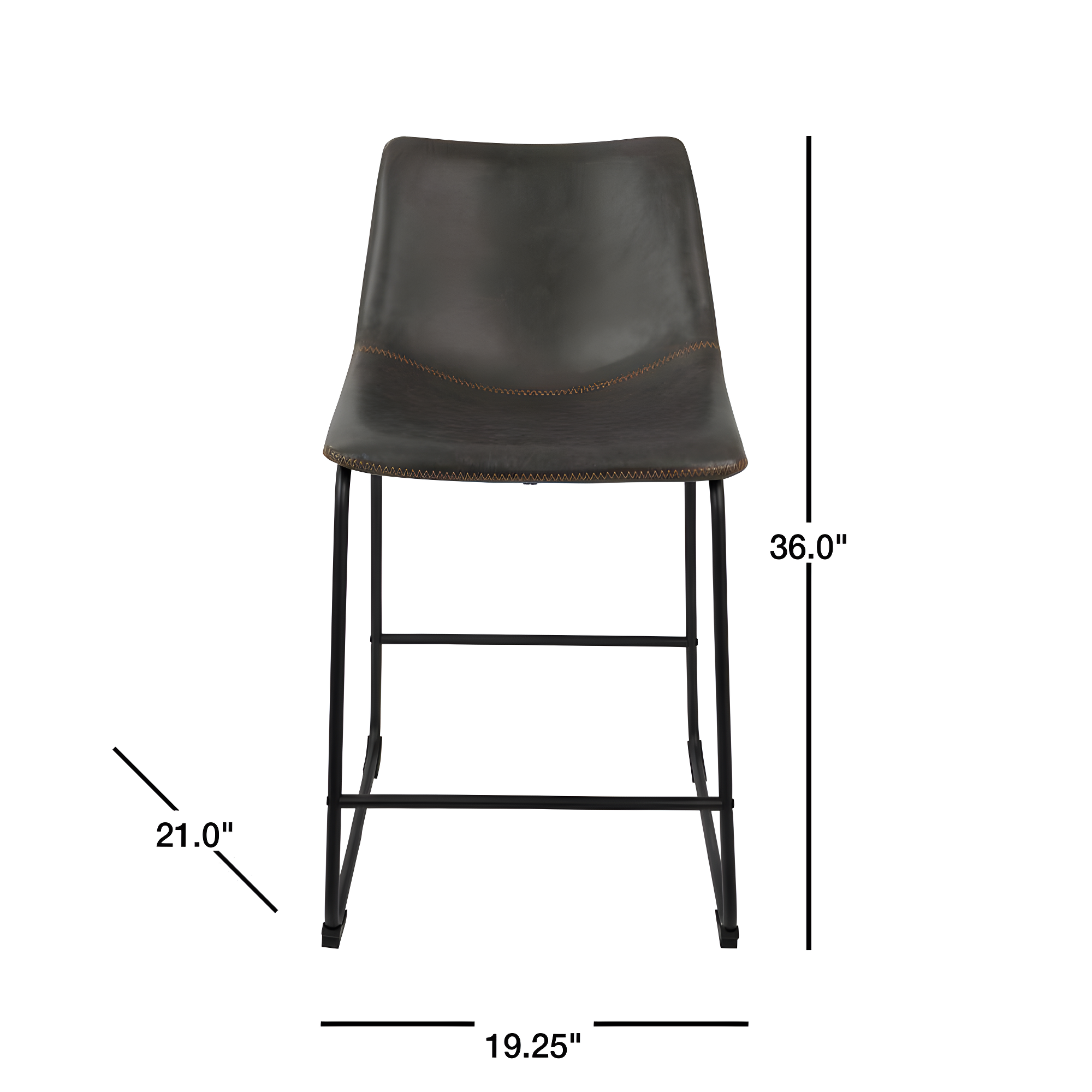 LumiSource Set of 2 26" Duke Industrial Counter Height Barstool Black/Gray: Upholstered, Metal Frame, No Assembly Required