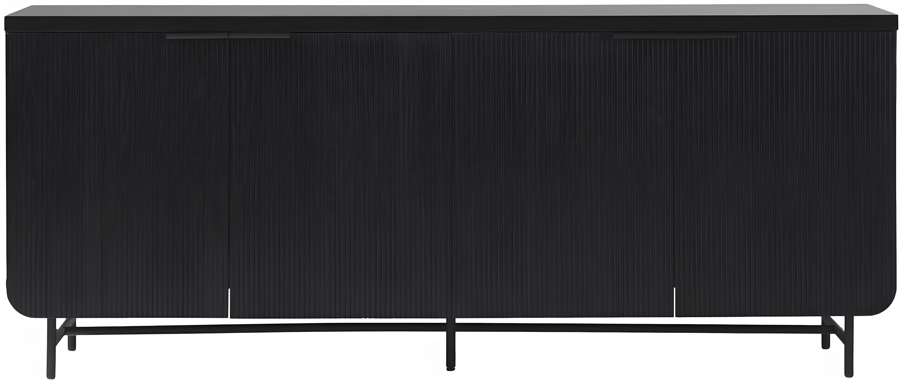Walker Edison 69" Scandinavian 4-Door Reeded-Front Sideboard, Black
