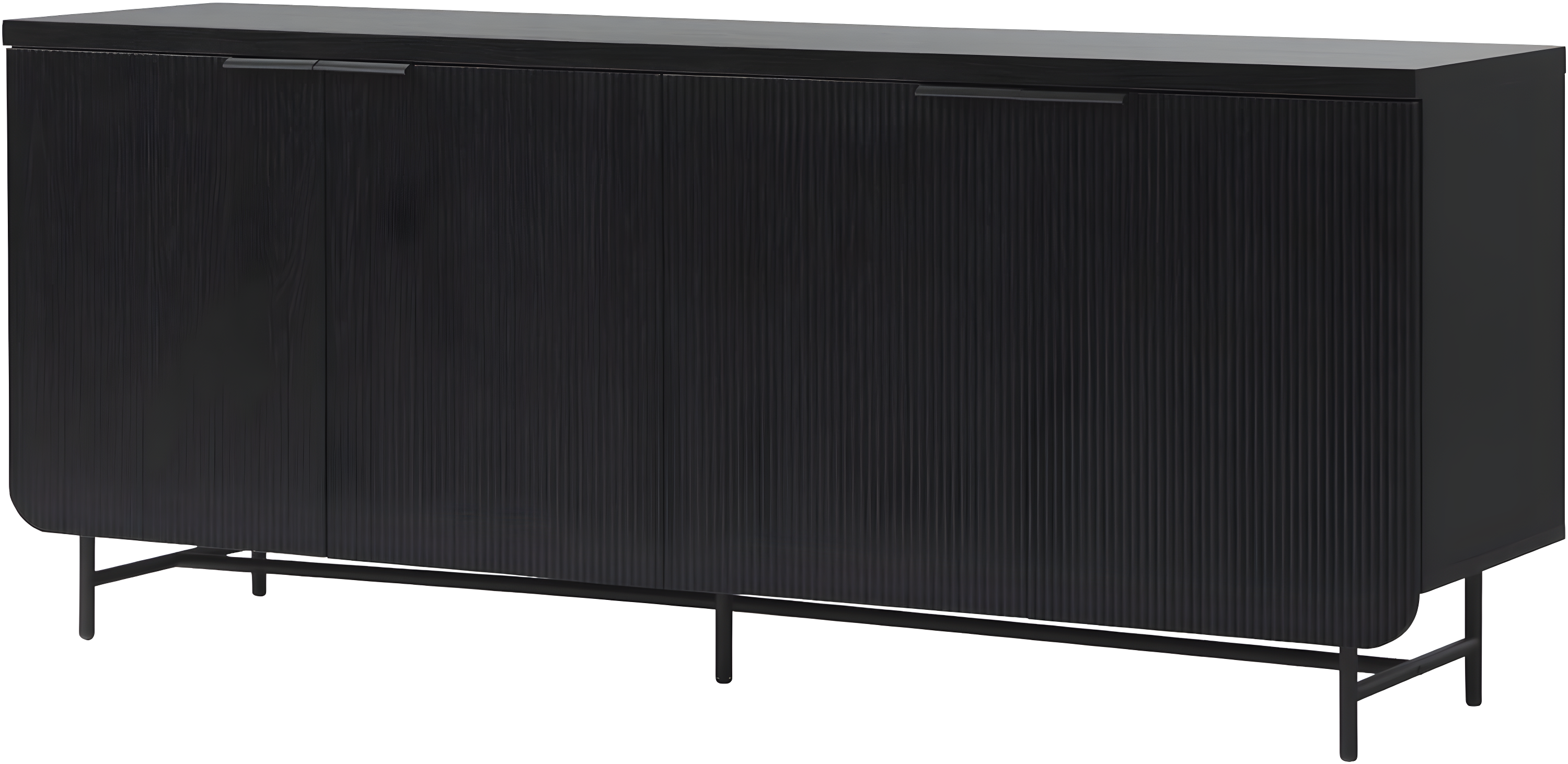 Walker Edison 69" Scandinavian 4-Door Reeded-Front Sideboard, Black