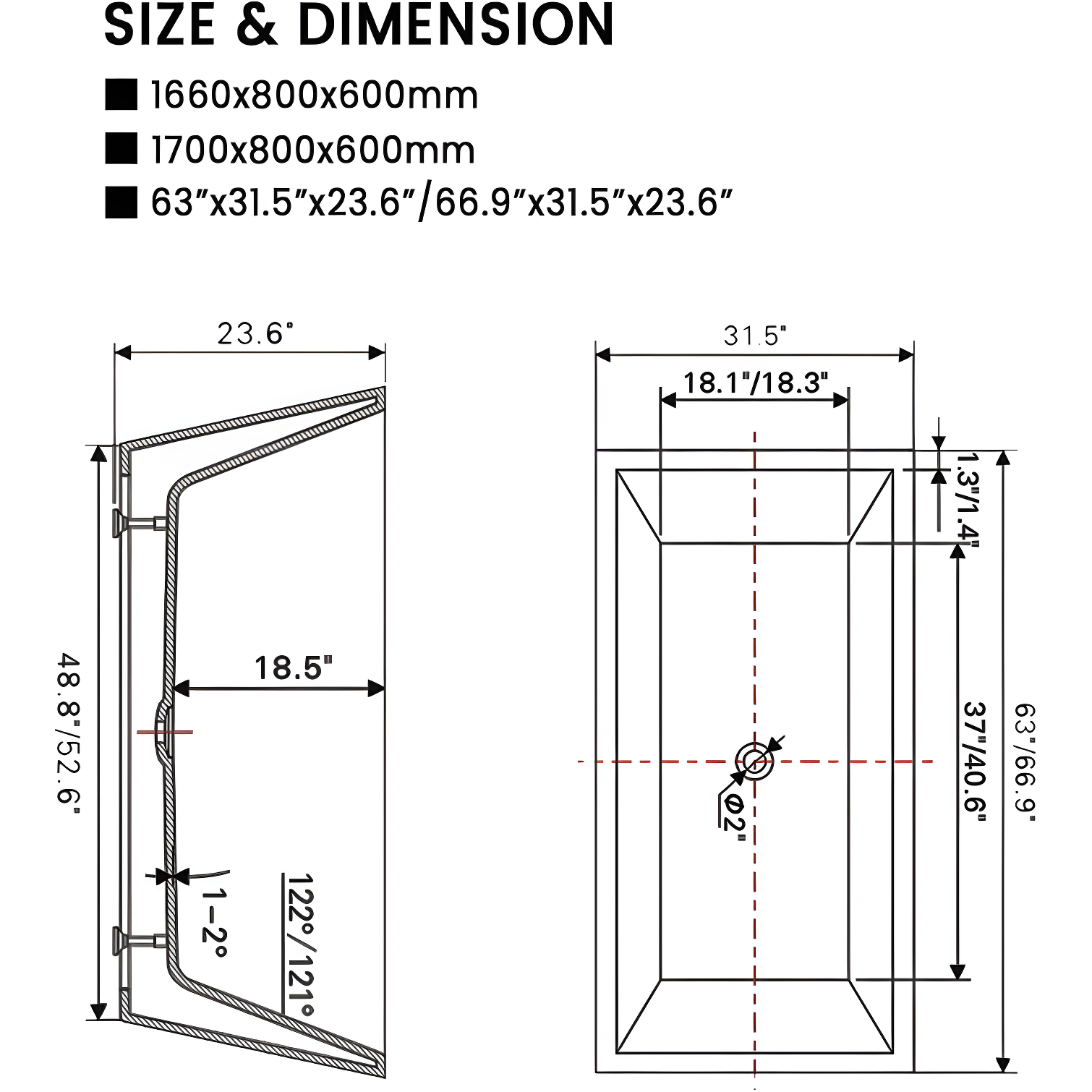 67'' x 32'' Freestanding Soaking Acrylic Bathtub