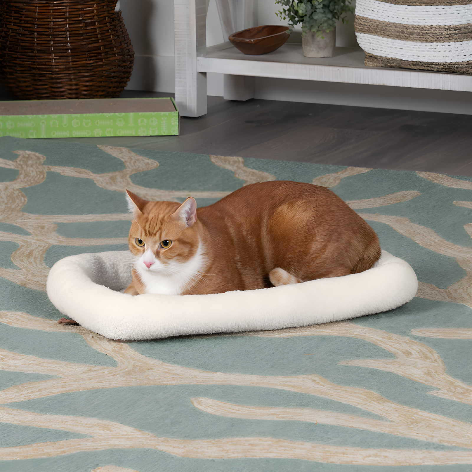 FurHaven Faux Lambswool Crate Bolster Pet Bed