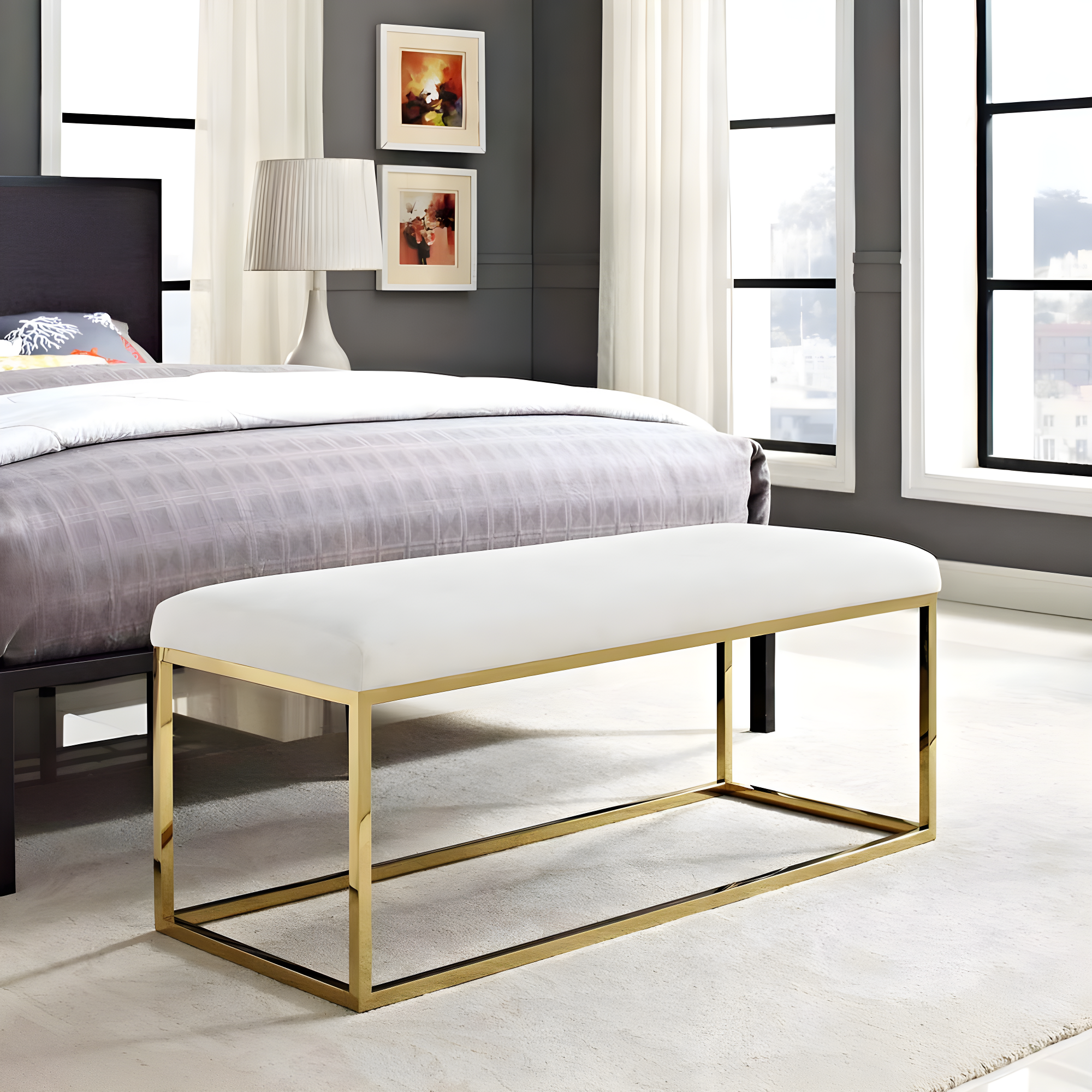 Anticipate Fabric Bench Gold Ivory