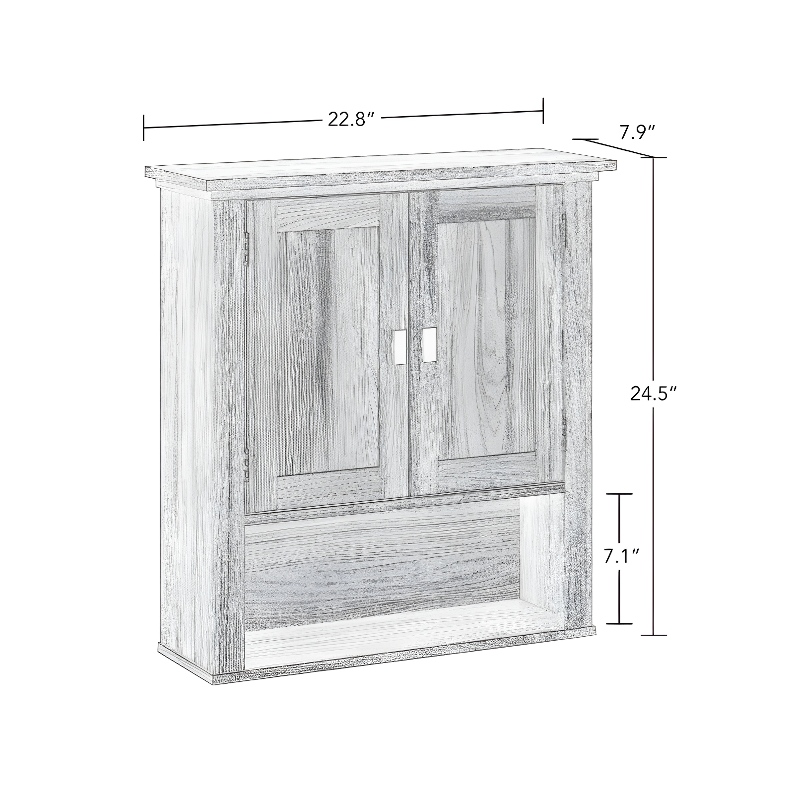 RiverRidge Hayward Two-Door Bathroom and Laundry Wall Mount Storage Medicine Cabinet with Fixed and Adjustable Shelf - Light Woodgrain: Composite Wood