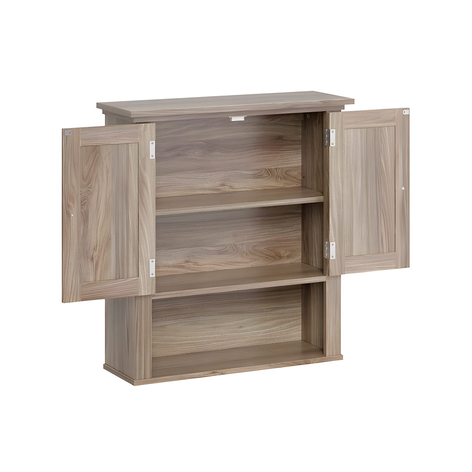 RiverRidge Hayward Two-Door Bathroom and Laundry Wall Mount Storage Medicine Cabinet with Fixed and Adjustable Shelf - Light Woodgrain: Composite Wood