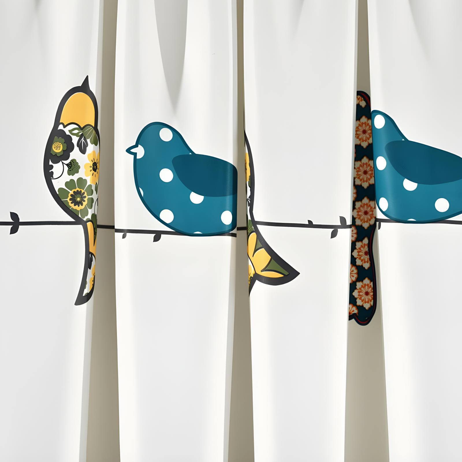 Frifoho Rowley Birds Room Darkening Thermal Rod Pocket Curtain Panels (Set of 2)