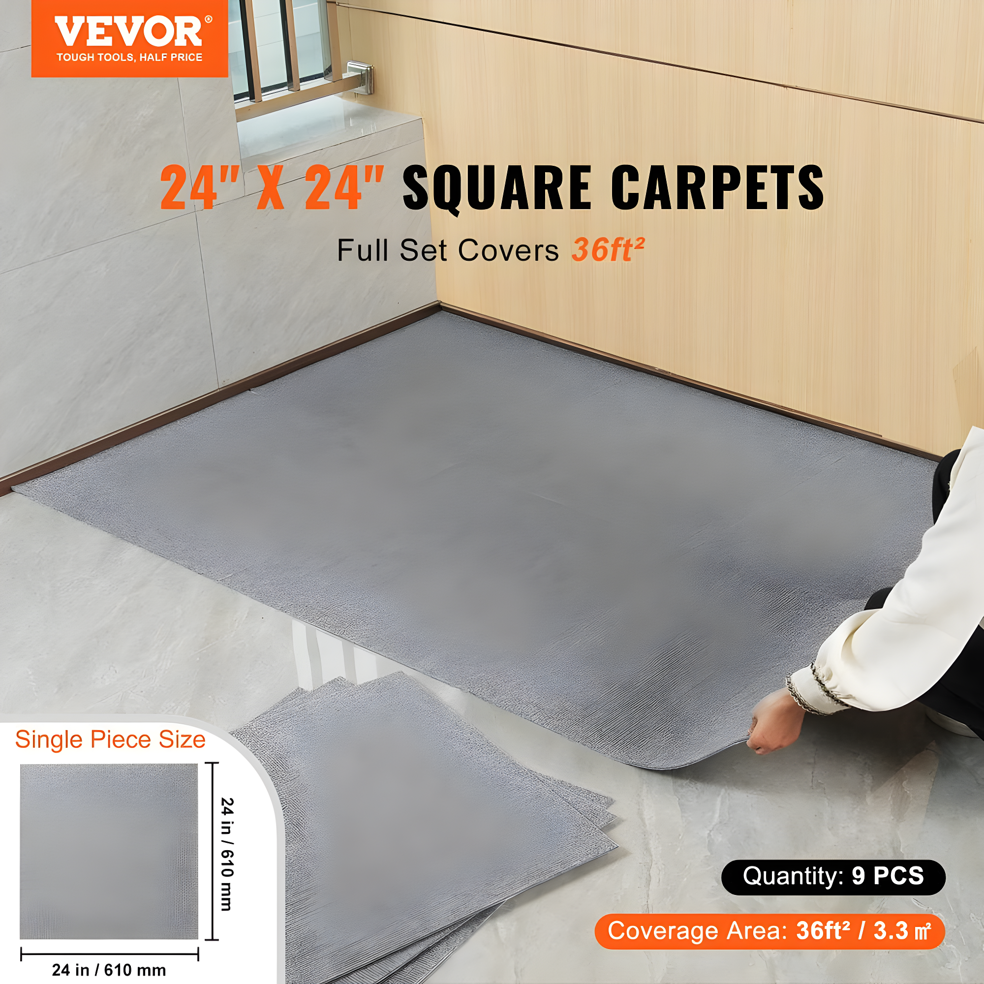 24'' W x 24'' L Level Cut And Loop Polyester Carpet Tile