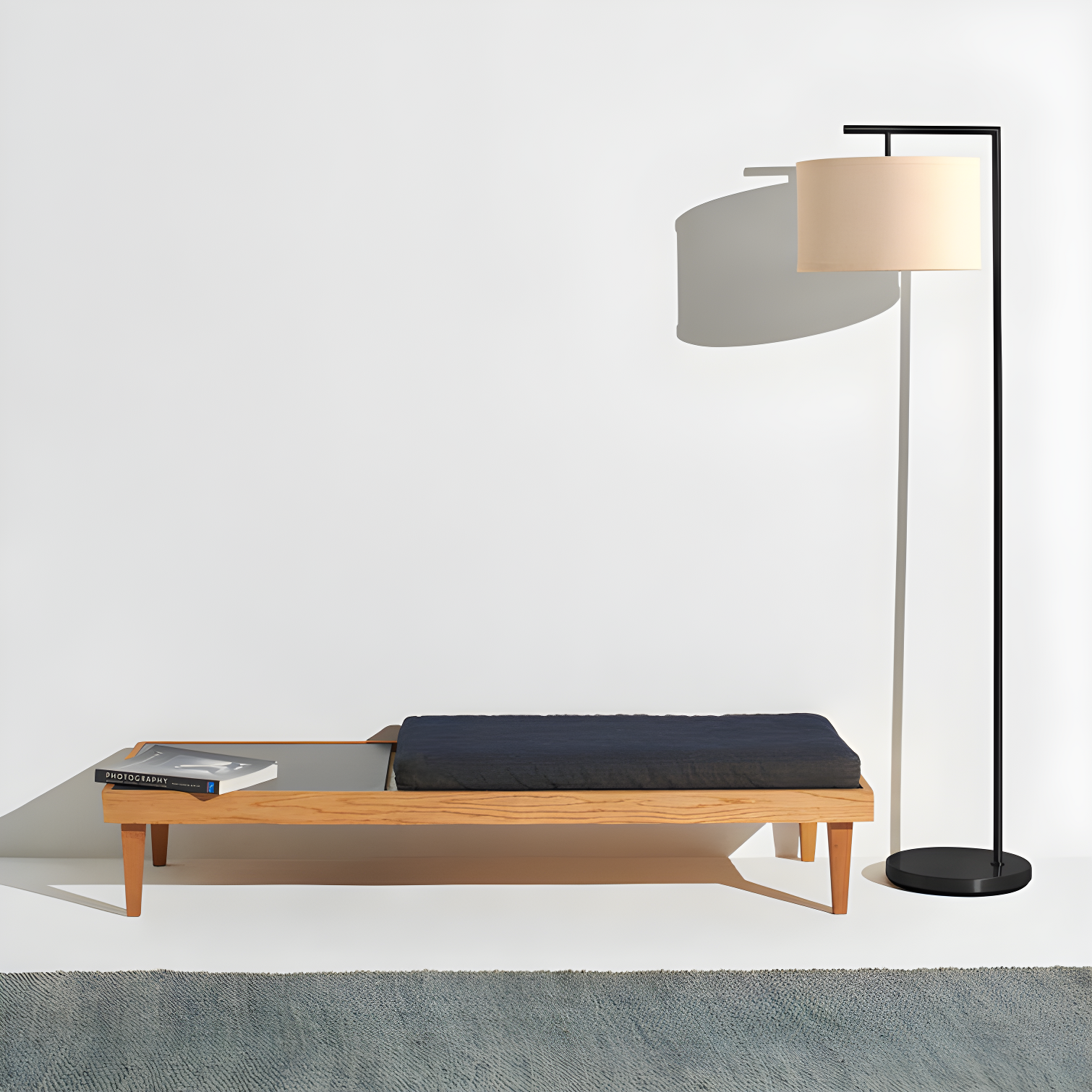 Montage Modern 60 in. Mid-Century Modern LED Floor Lamp with Fabric Drum Shade