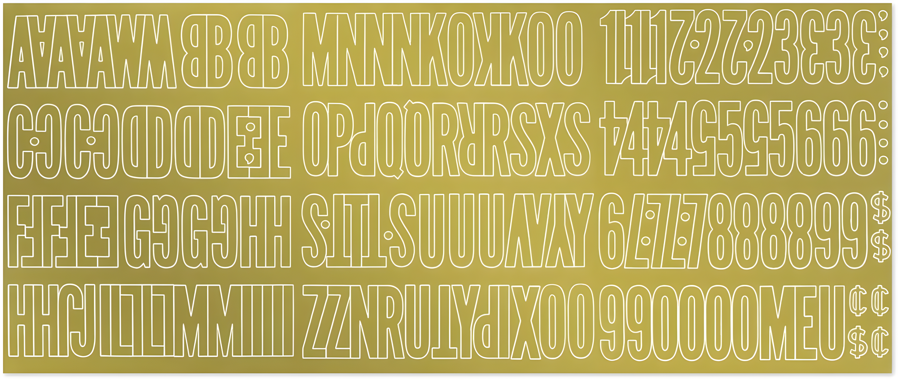 Duro Permanent Adhesive Vinyl Letters & Numbers 2" 167/Pkg-Gold