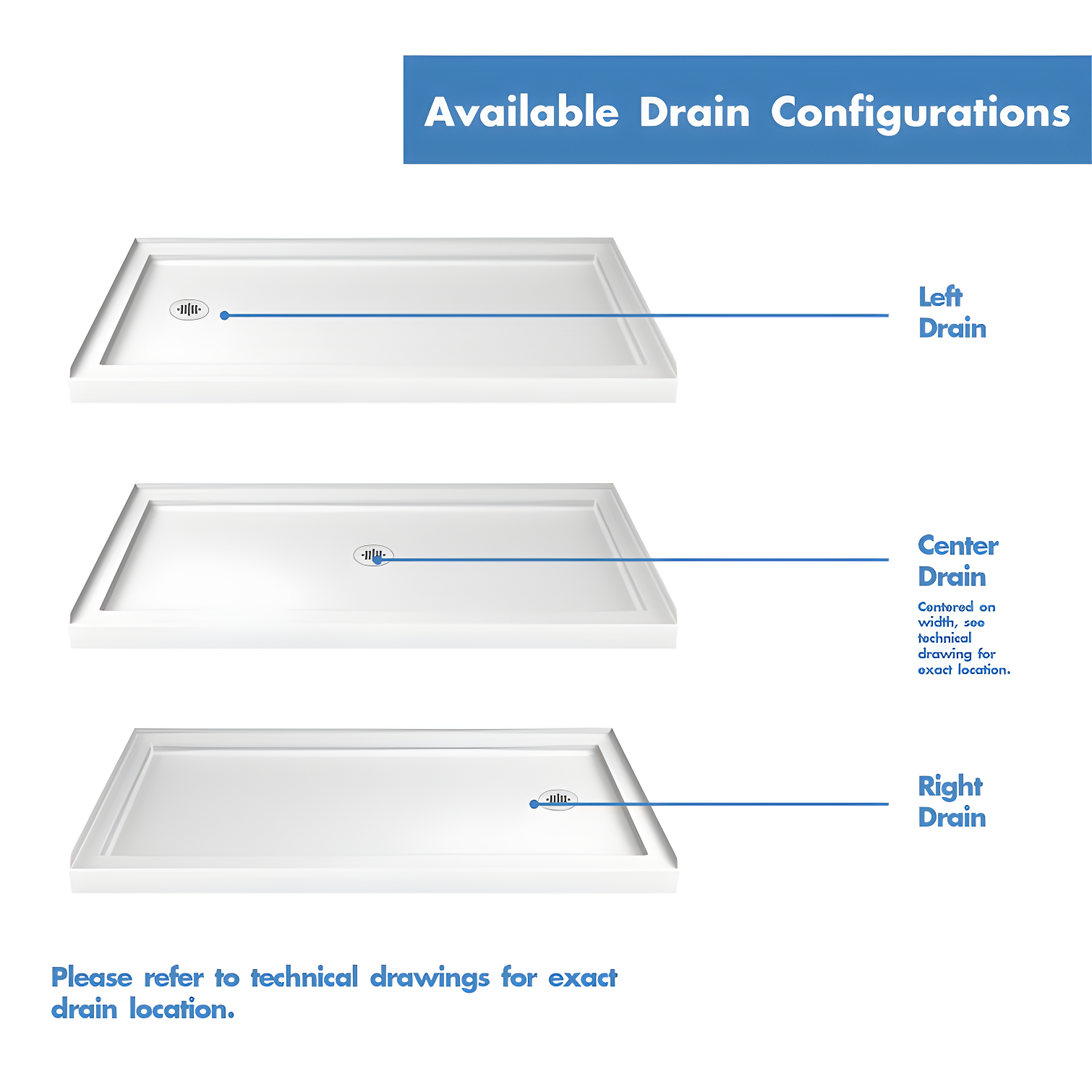 SlimLine 60" x 30" Single Threshold Shower Base