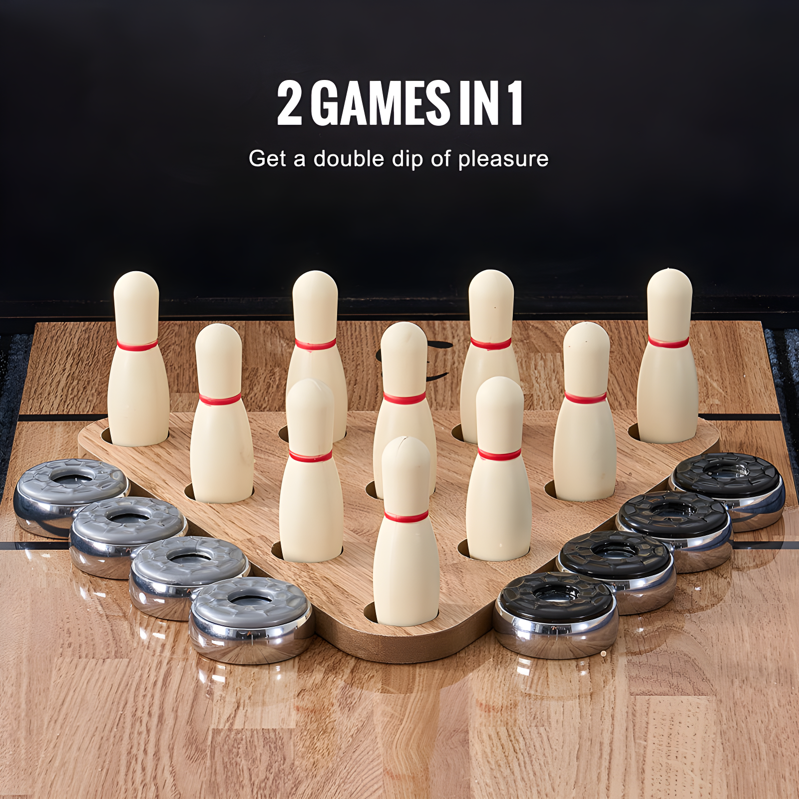 VEVOR Shuffleboard Table 2 in 1 Shuffleboard and Bowling Combo Game Set