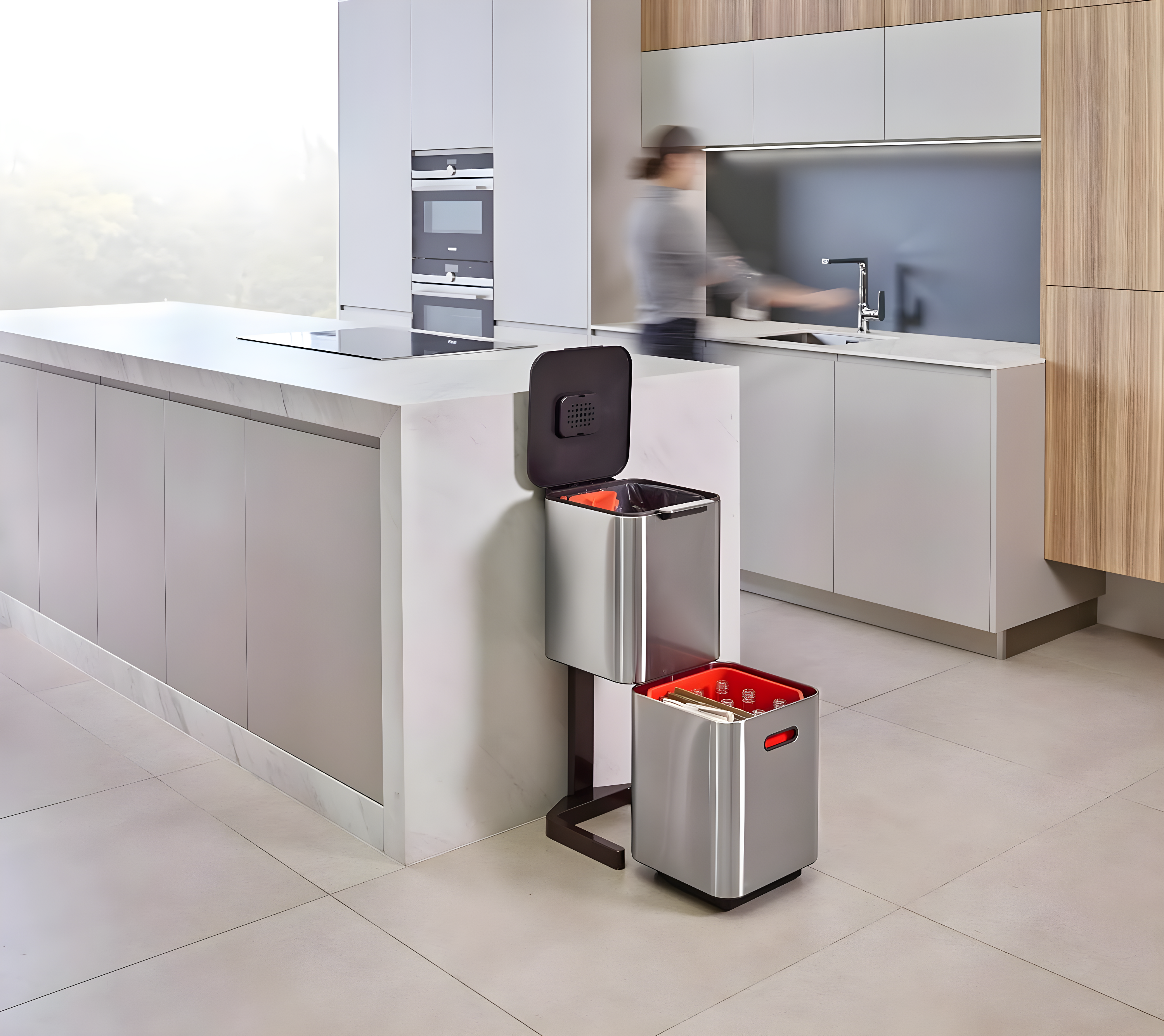 Joseph Joseph Totem Waste & Recycling Dual Kitchen Trash Can