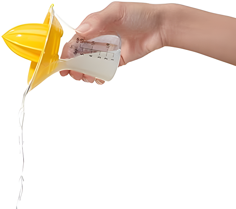 Yellow and Clear Plastic Citrus Juicer with Measurement Markings