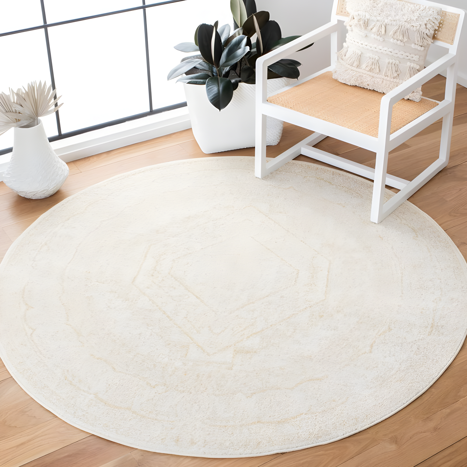 Adirondack ADR108 Power Loomed Area Rug - Ivory/Beige - 8' round - Safavieh.