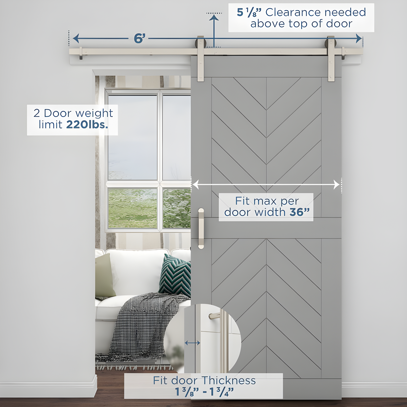 National Hardware Standard Single Barn Door Hardware Kit