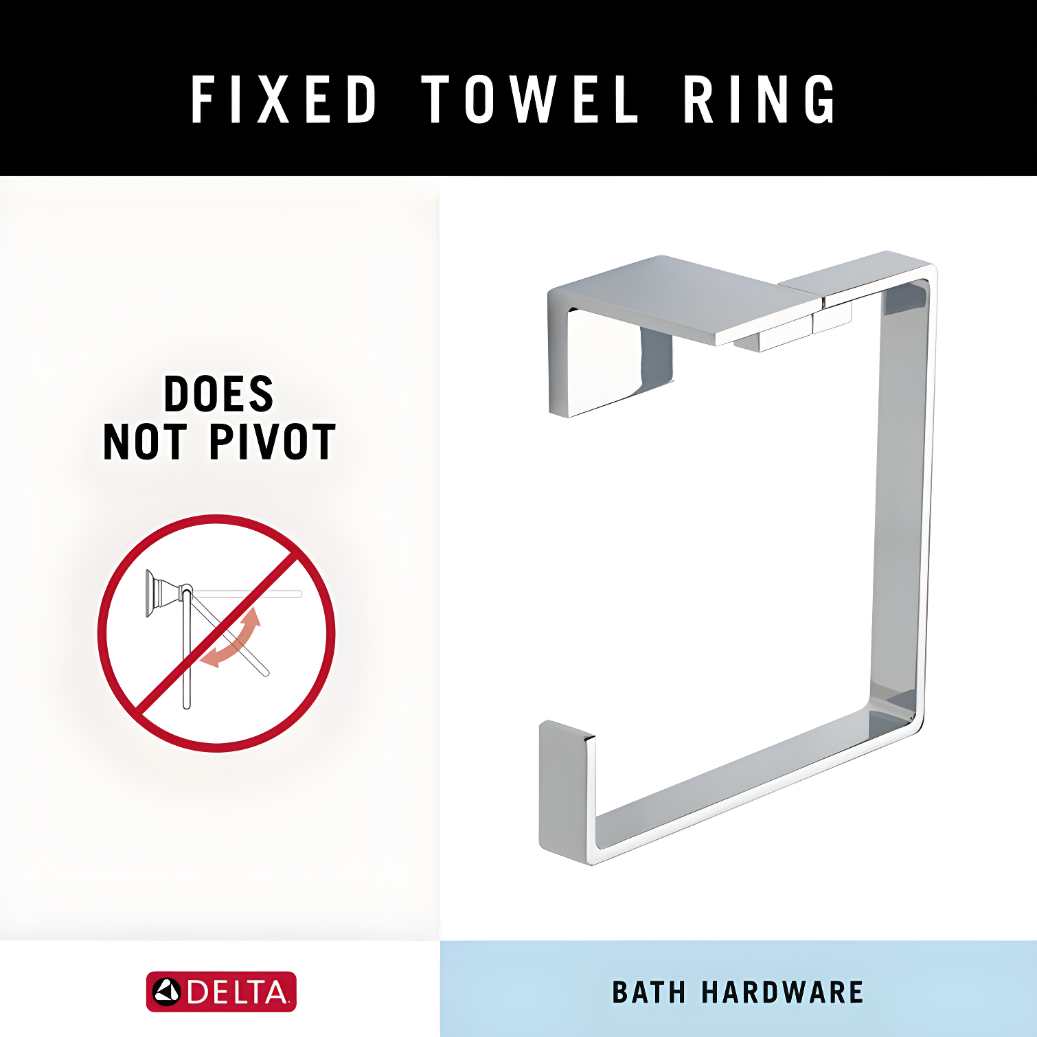 Vero Wall Mount Square Open Towel Ring Bath Hardware Accessory