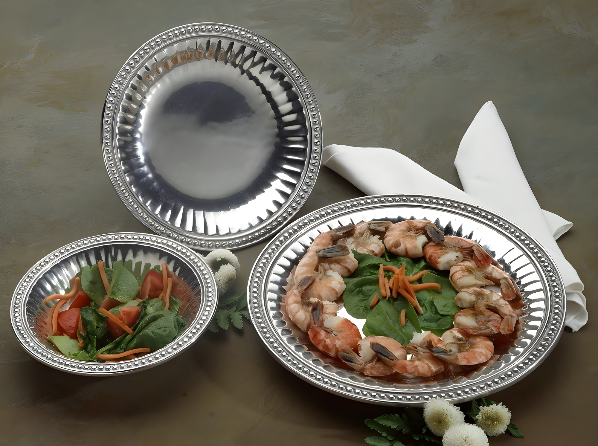 Wilton Armetale Wilton Armetale Flutes and Pearls Oval Serving Tray, 15.5-Inch-by-17.75-Inch