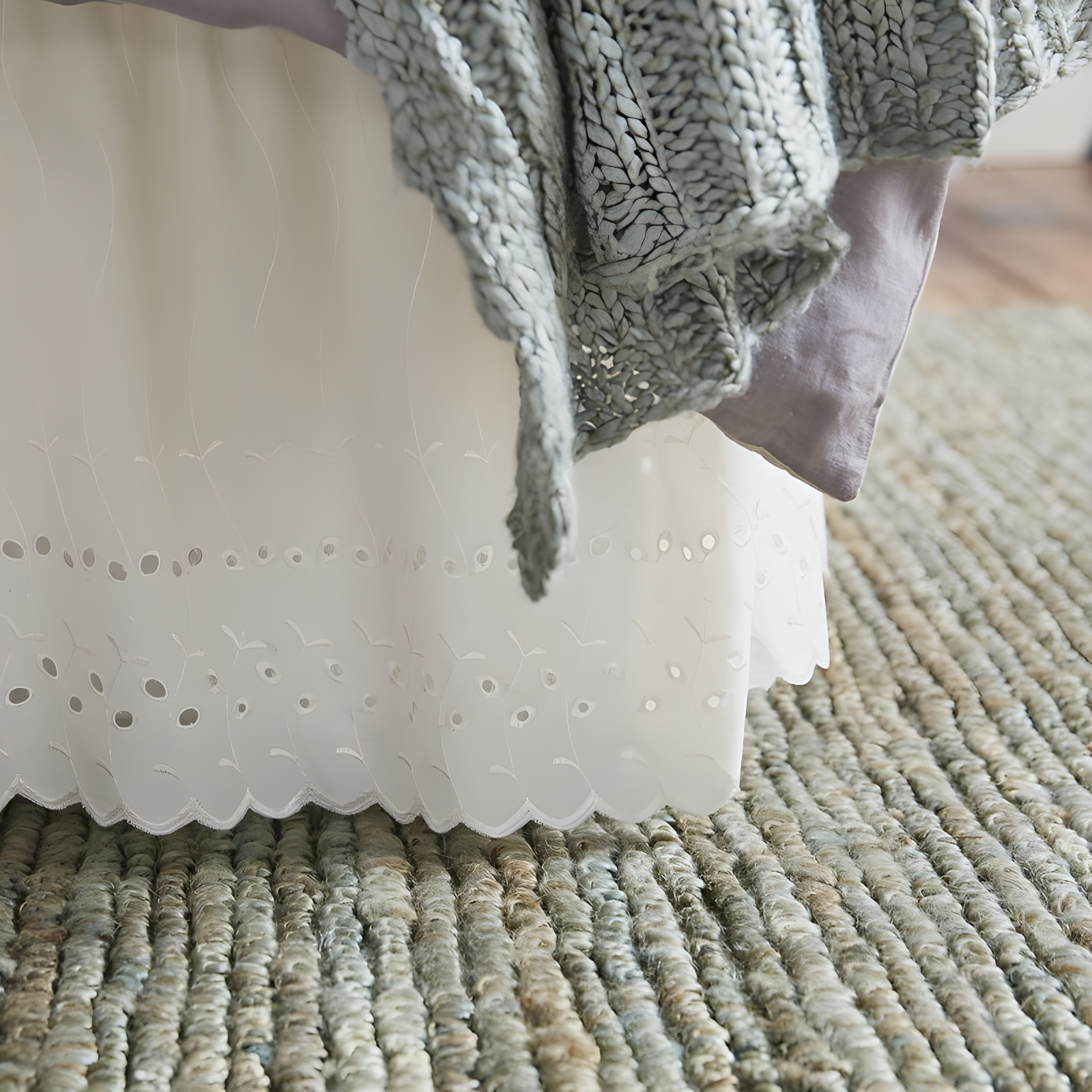 Fresh Ideas Fresh Ideas Ruffled Eyelet Bed Skirt, 14" Drop Length