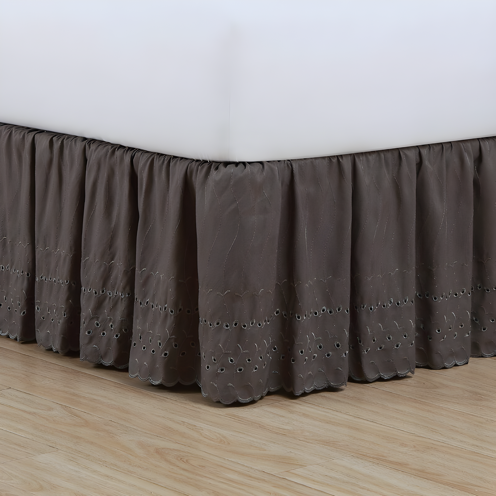 Fresh Ideas Fresh Ideas Ruffled Eyelet Bed Skirt, 14" Drop Length