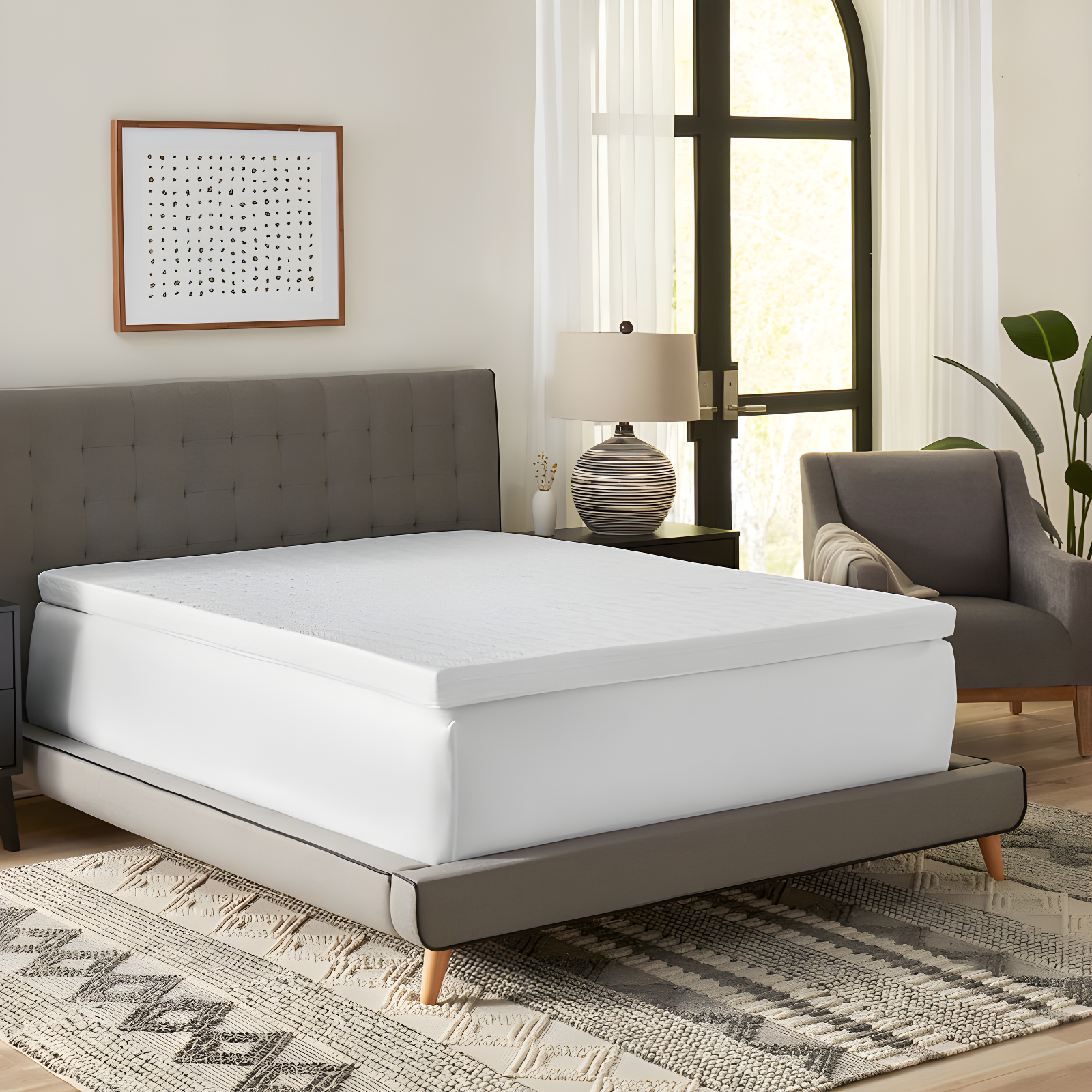 3" Gel Memory Foam Mattress Topper with Cooling Cover