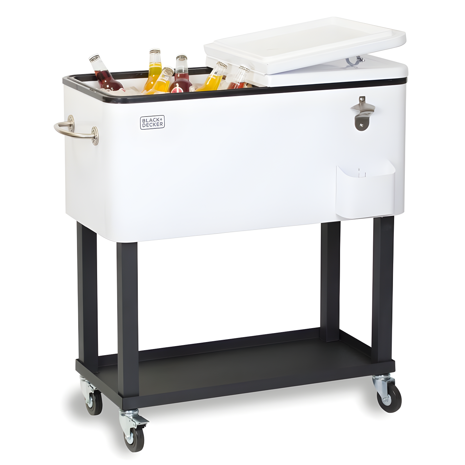 BLACK+DECKER Mobile Cooler Cart, 20-Gallon Capacity, White