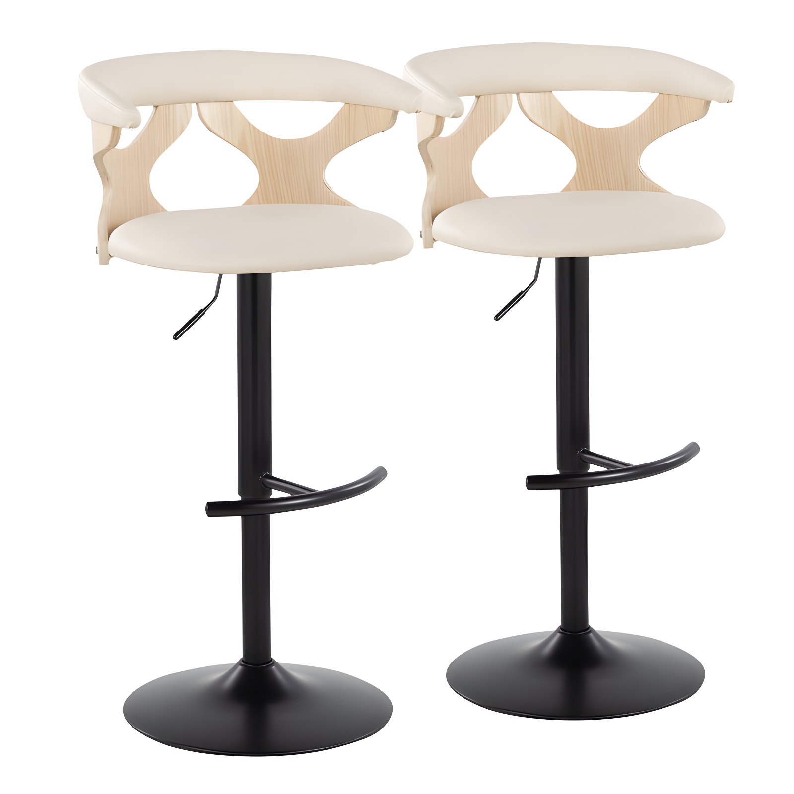 Gardenia Swivel Upholstered Adjustable Height Counter Stool with Metal Frame (Set of 2)