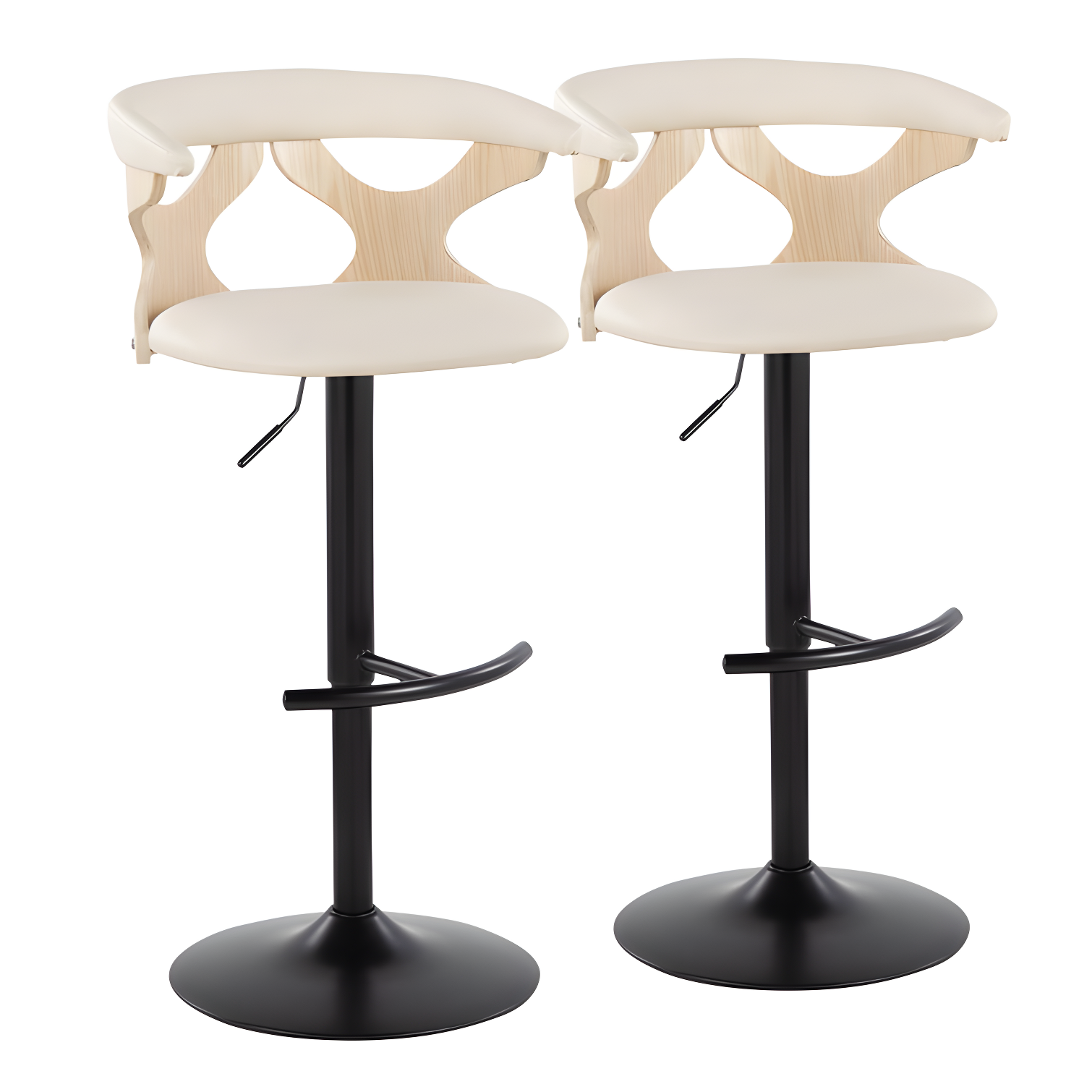 Gardenia Swivel Upholstered Adjustable Height Counter Stool with Metal Frame (Set of 2)
