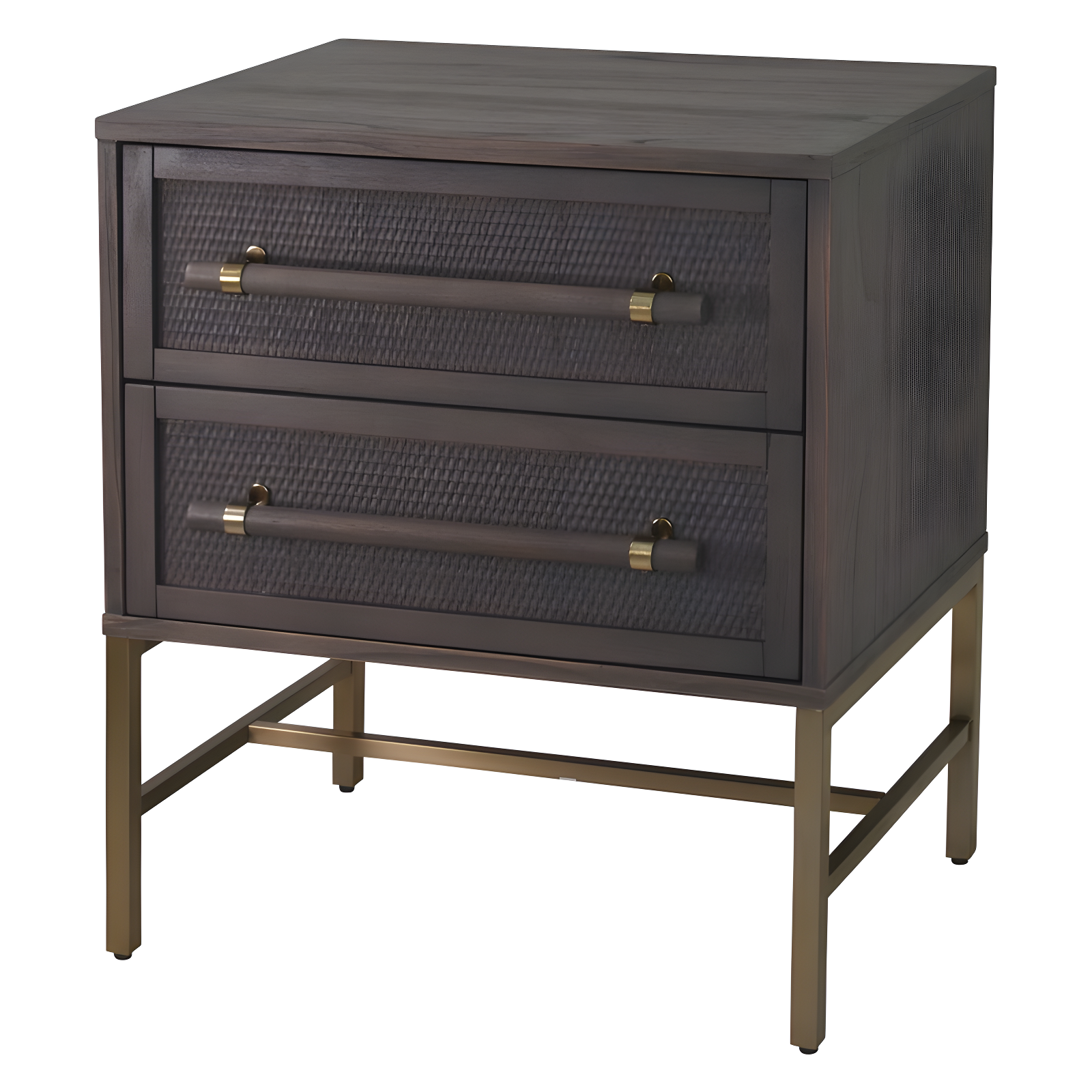 Hopper Studio Hopper Studio Sophia Solid Wood 2-Drawer Rattan Nightstand, Stylish Storage For Modern Homes